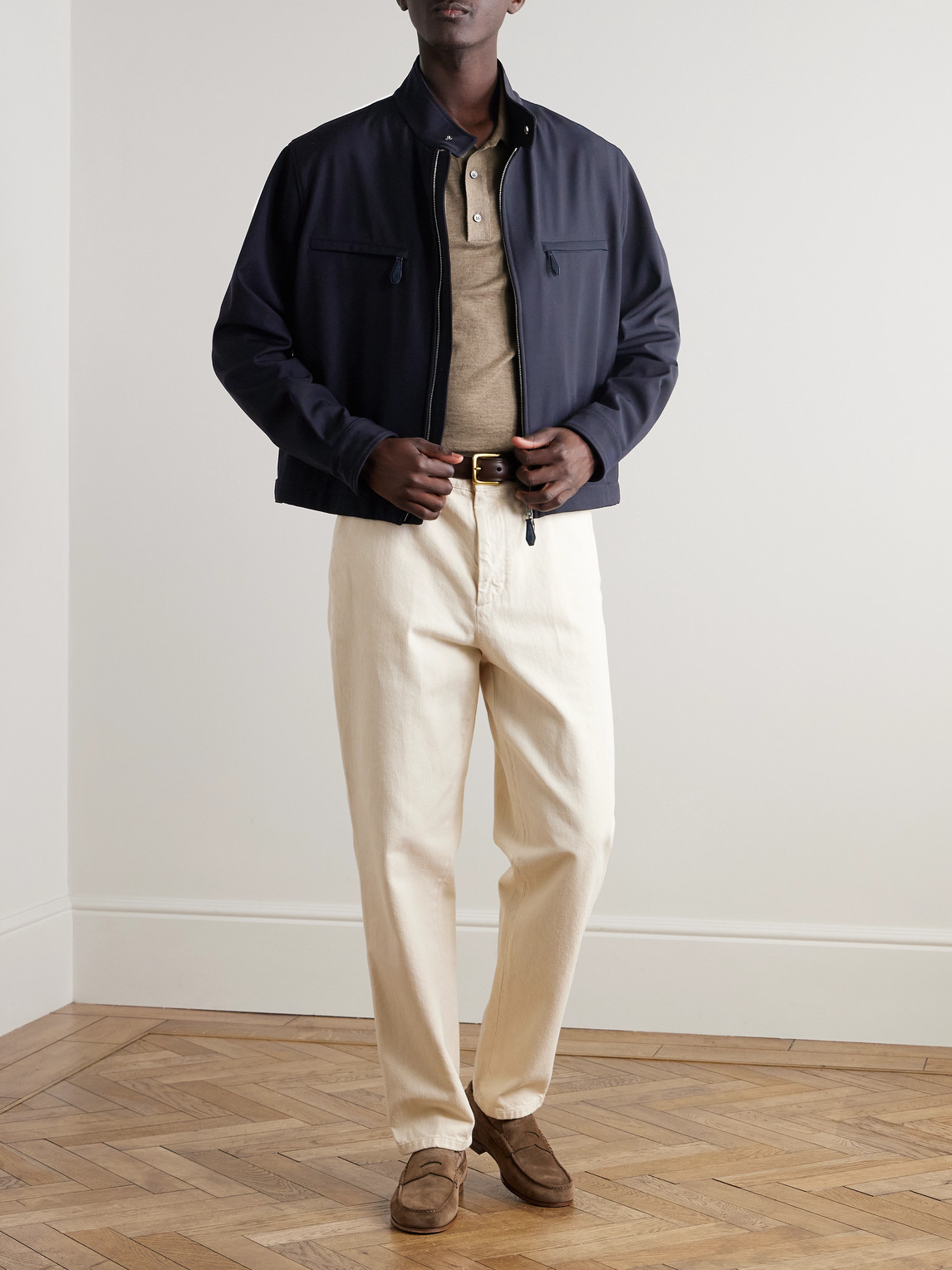 Dunhill Tech-wool Twill Blouson Jacket In Blue