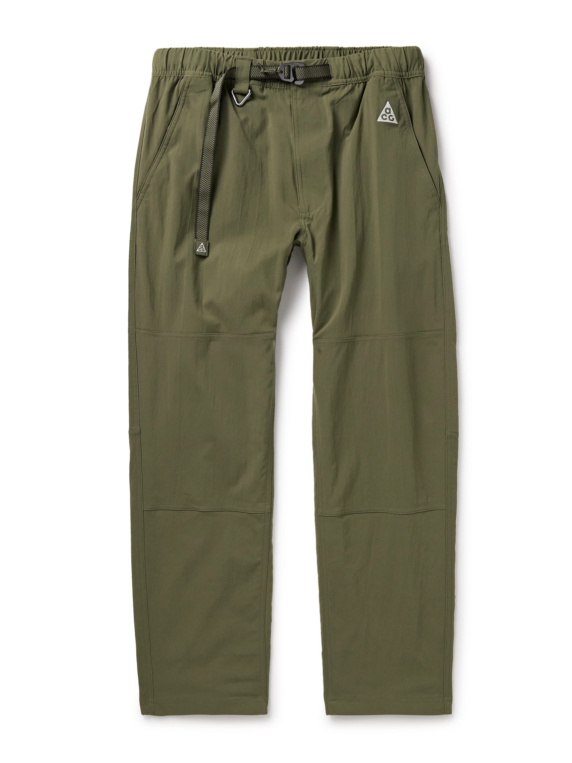Nike Acg Straight-leg Belted Logo-embroidered Shell Trousers In Green