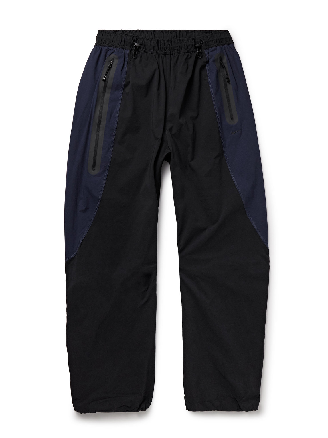 Nike Tech Wide-leg Colour-block Dri-fit Track Pants In Black