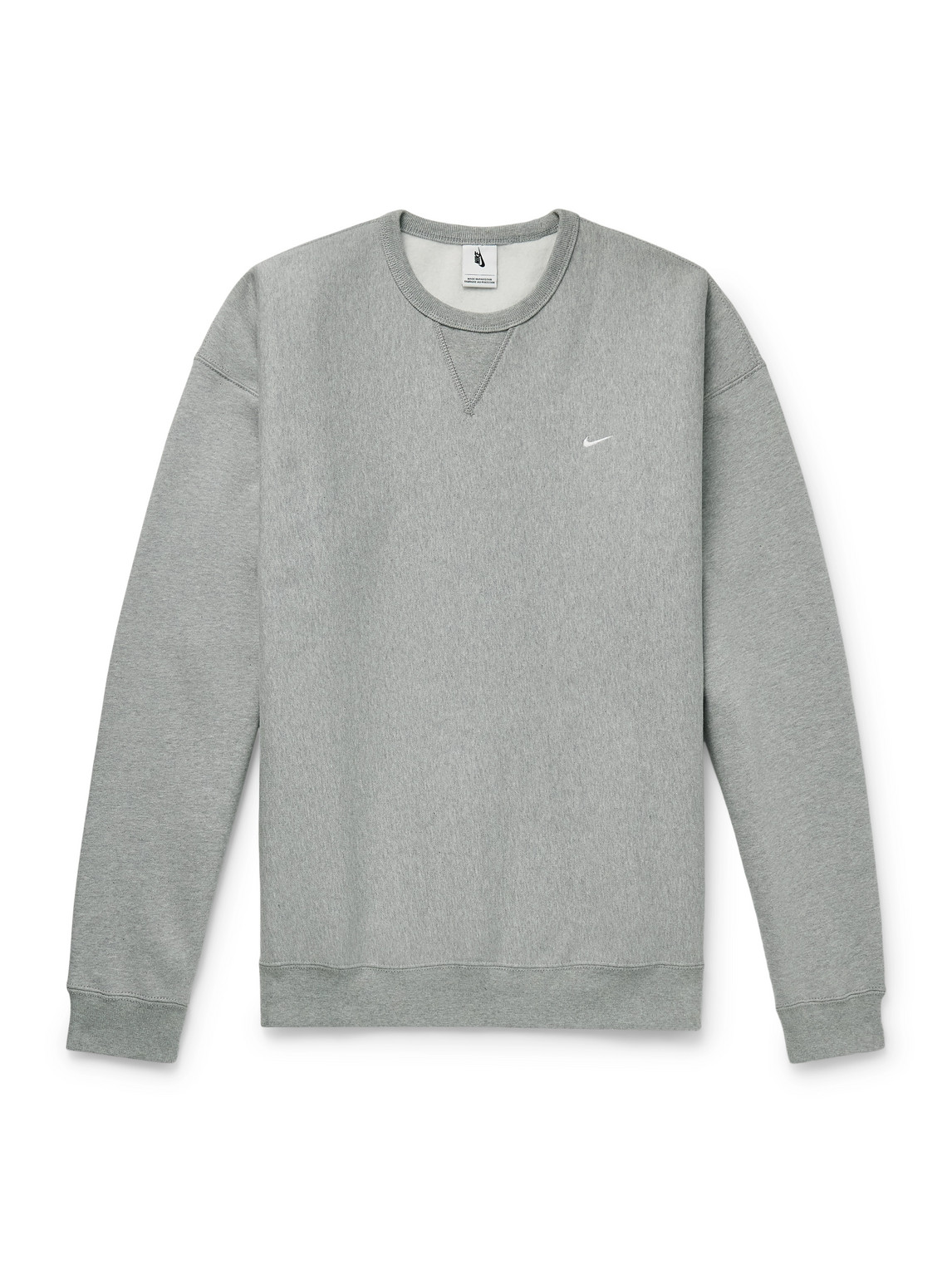 Nike Solo Swoosh Oversized Logo-embroidered Cotton-blend Jersey Sweatshirt In Gray