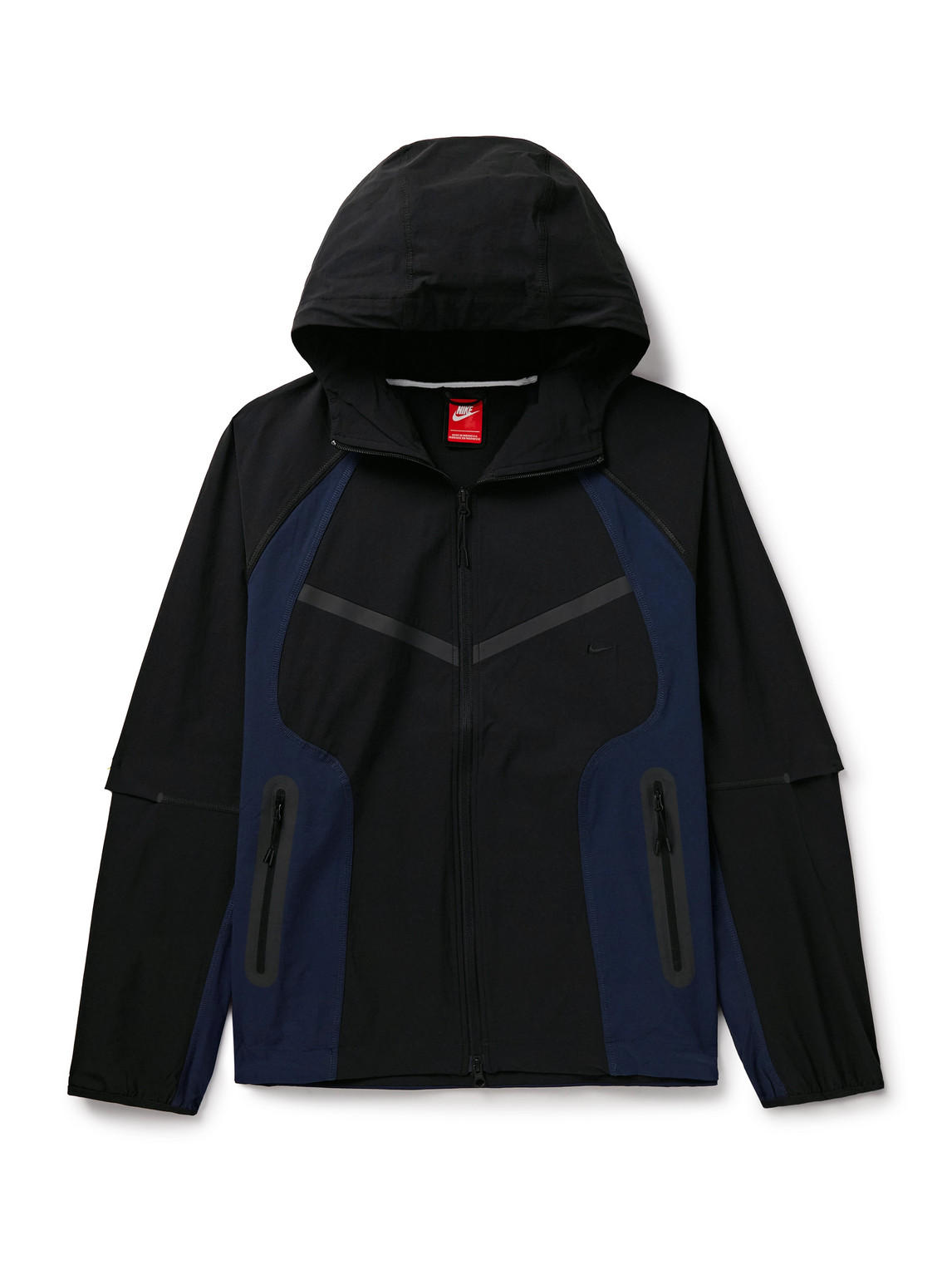 Nike Tech Dri-fit Woven Oversize Hooded Stretch Nylon Zip Jacket In Black