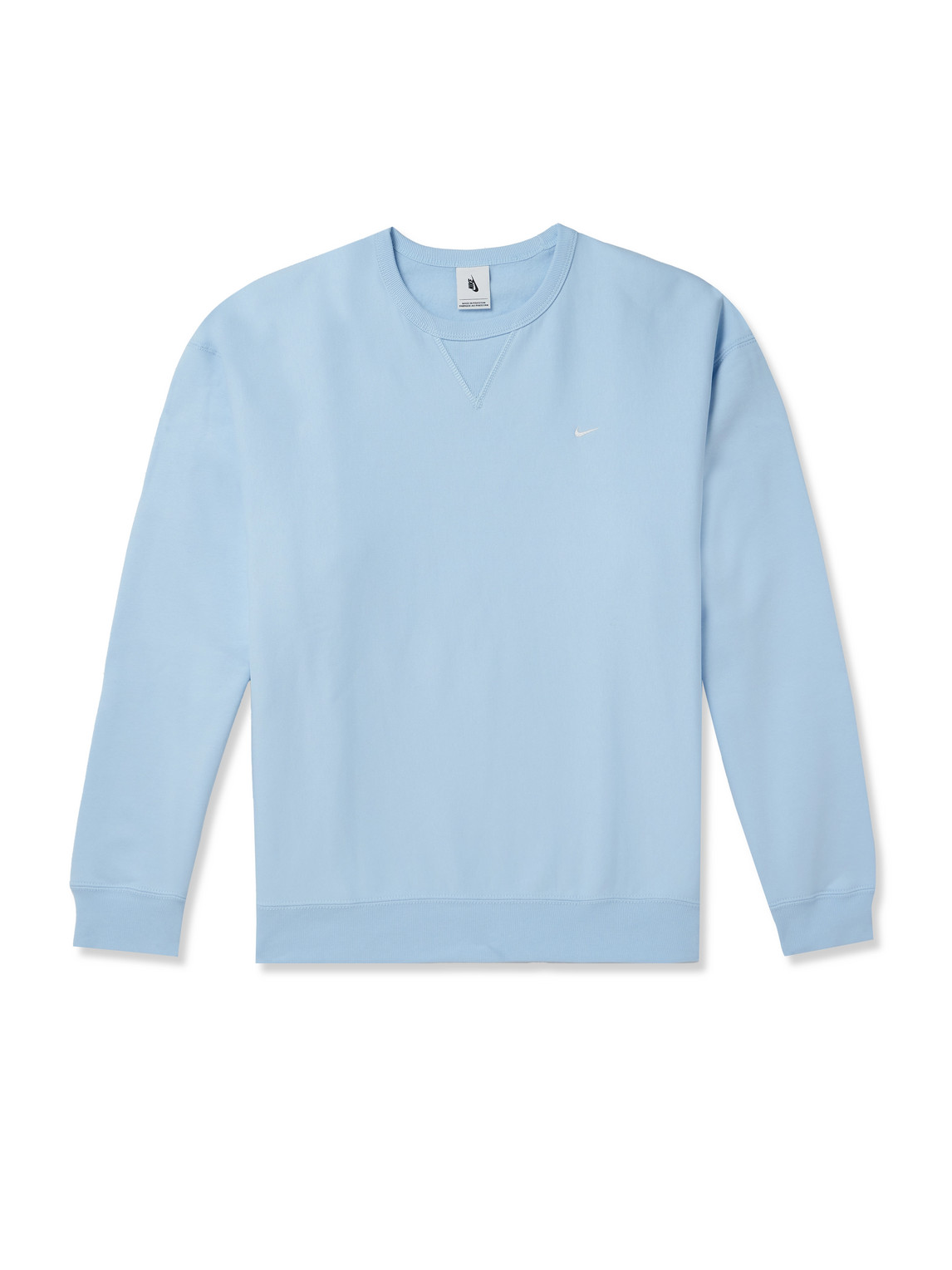 Nike Solo Swoosh Oversized Logo-embroidered Cotton-blend Jersey Sweatshirt In Blue