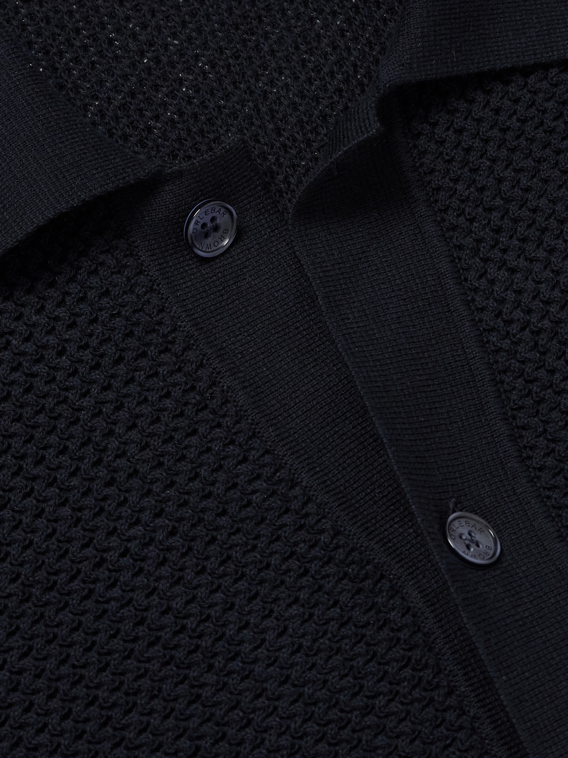 Orlebar Brown Tiernan Open-knit Wool And Cotton-blend Shirt In Black