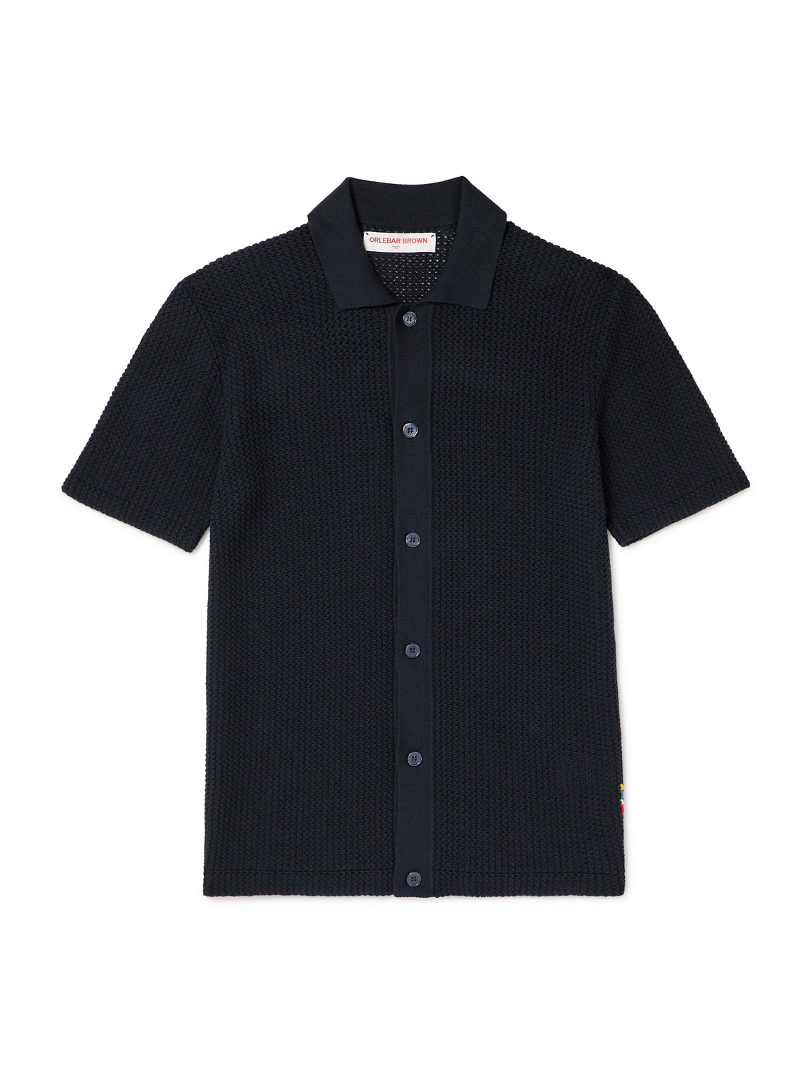 Orlebar Brown Tiernan Open-knit Wool And Cotton-blend Shirt In Black