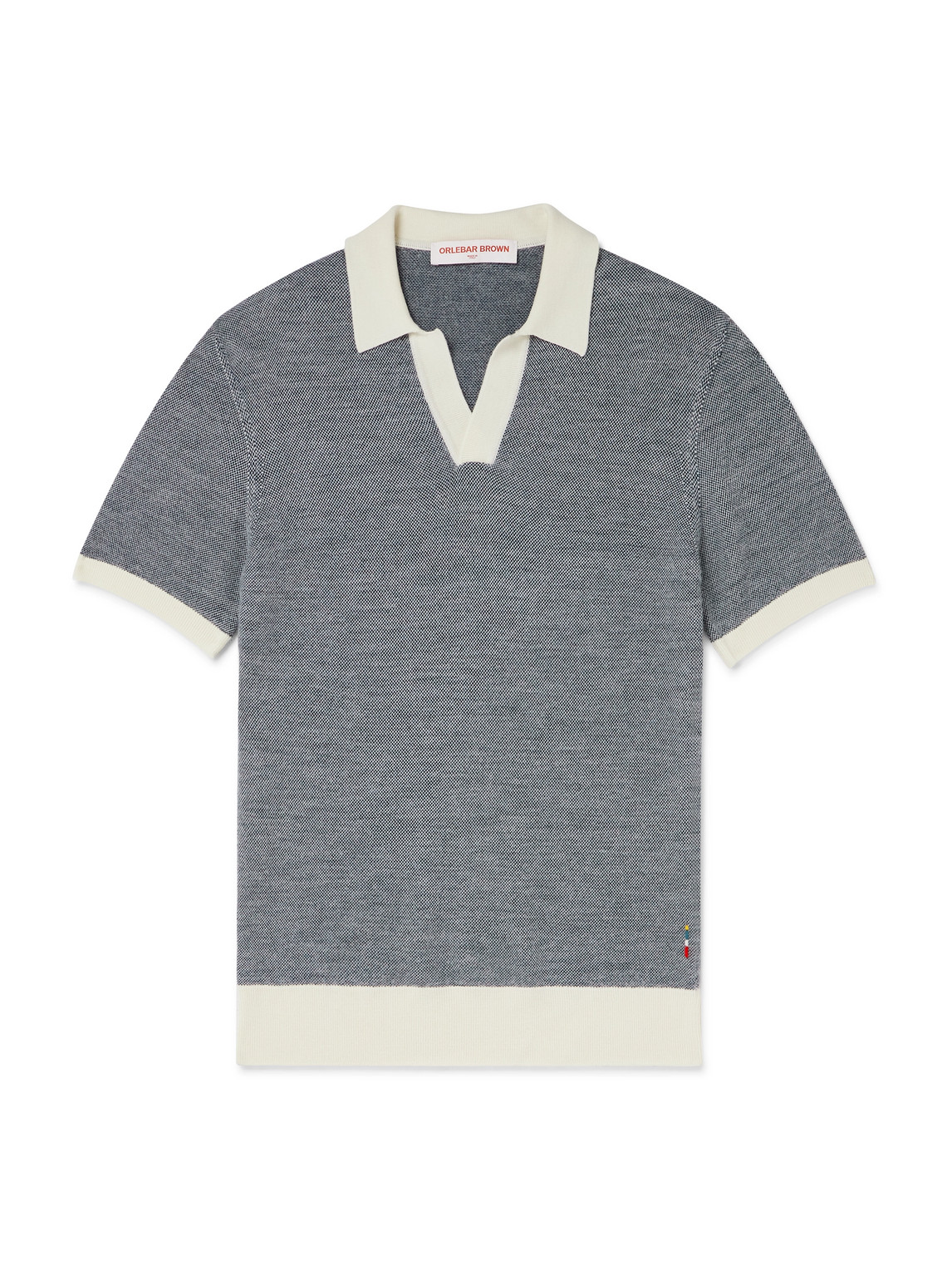 Orlebar Brown Horton Slim-fit Merino Wool And Cotton-blend Polo Shirt In Blue