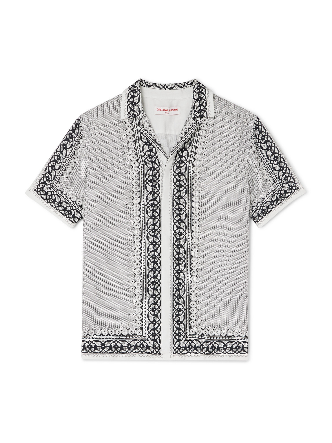 Orlebar Brown Maitan Camp-collar Printed Cotton Shirt In Gray