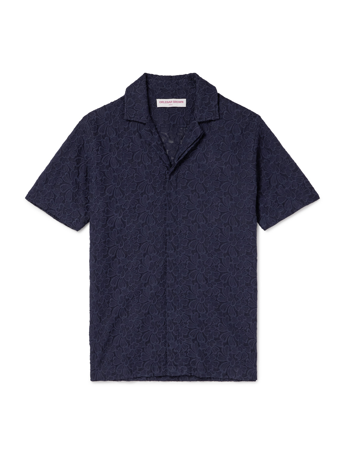 Orlebar Brown Maitan Camp-collar Embroidered Cotton Shirt In Blue