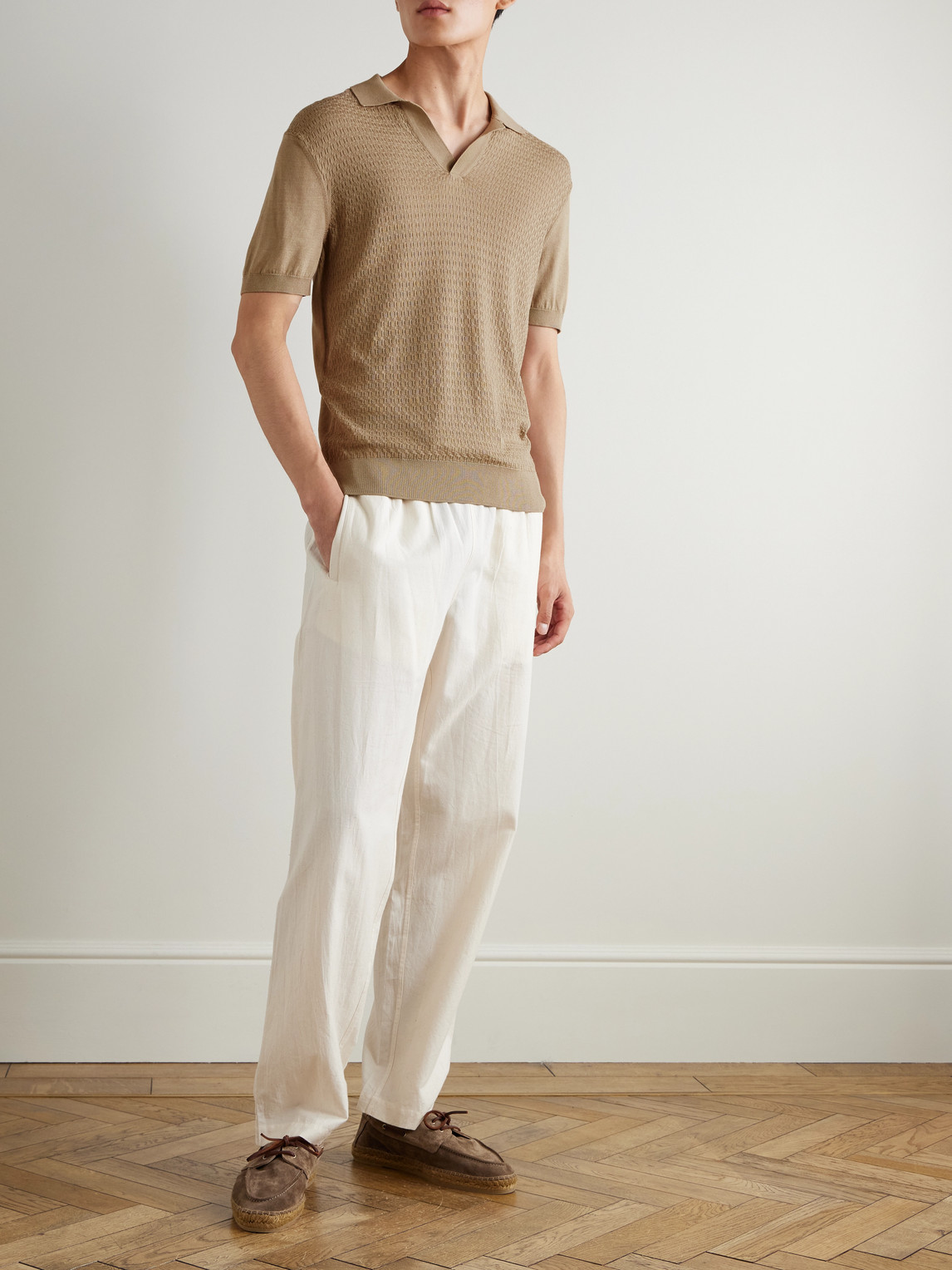 Orlebar Brown Horton Slim-fit Mulberry Silk And Organic Cotton-blend Polo Shirt In Brown