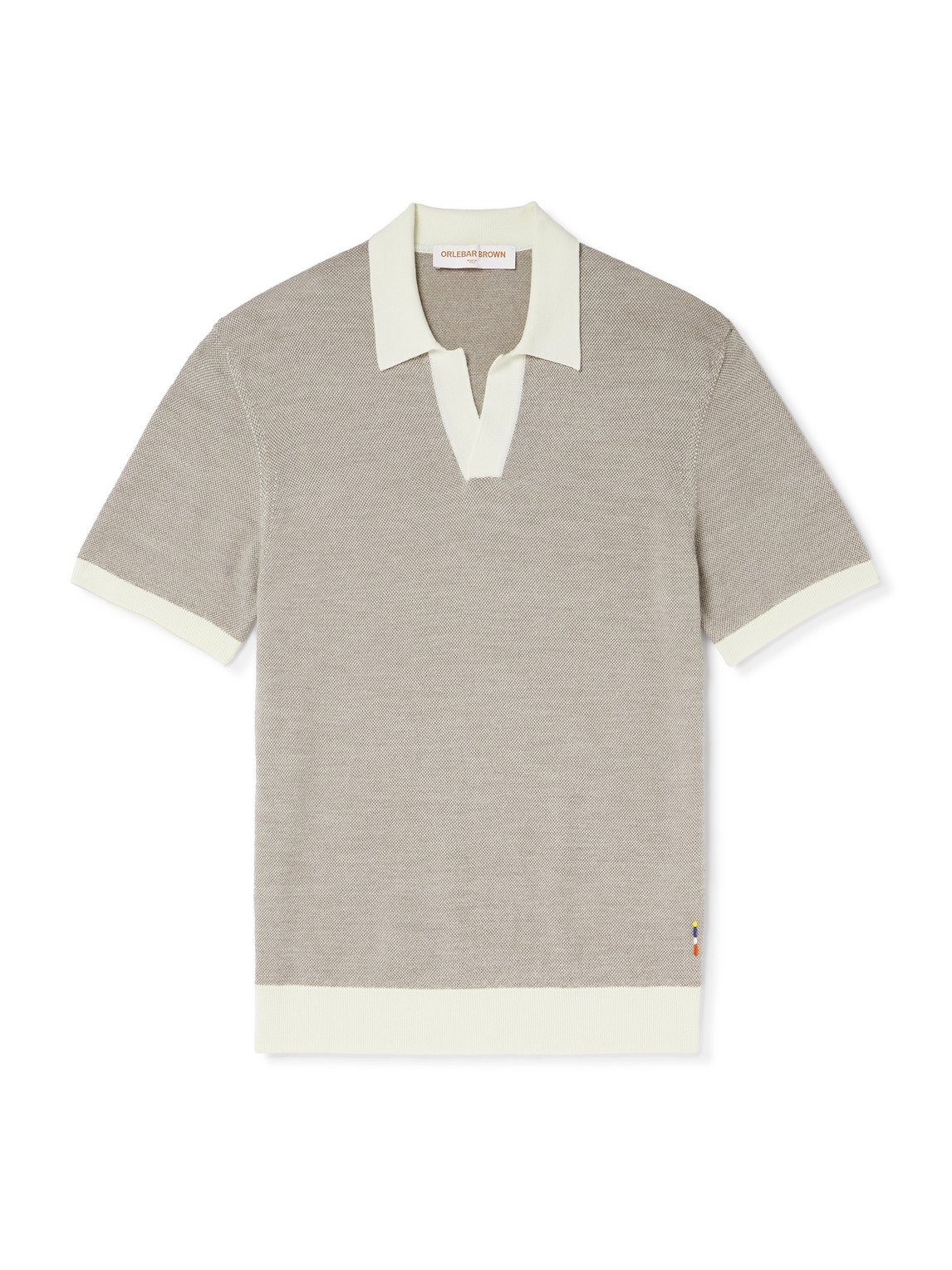Orlebar Brown Horton Slim-fit Merino Wool And Cotton-blend Polo Shirt In Brown