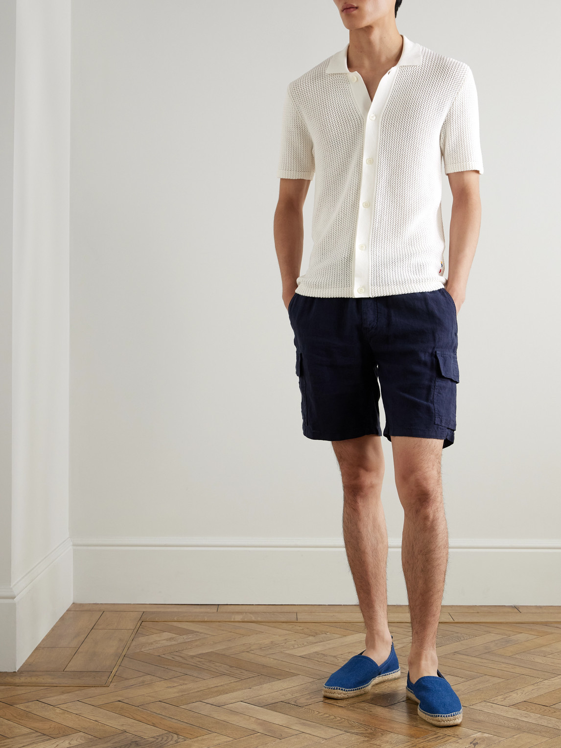 Orlebar Brown Tiernan Open-knit Wool And Cotton-blend Shirt In White