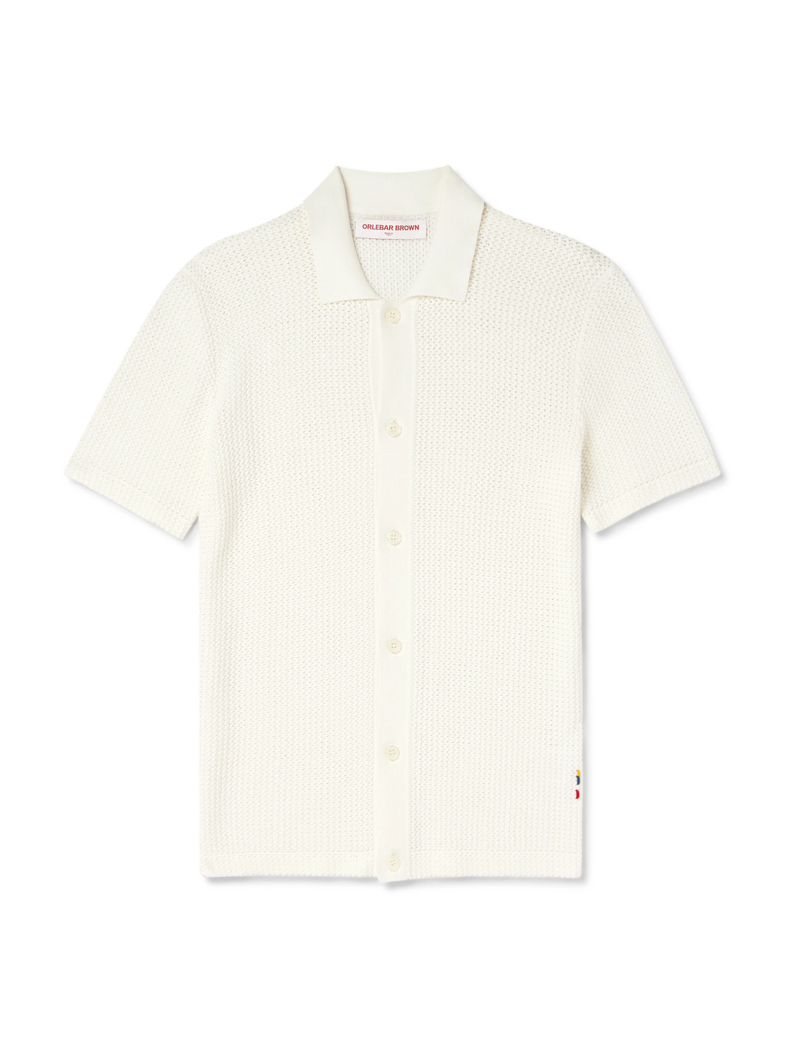 Orlebar Brown Tiernan Open-knit Wool And Cotton-blend Shirt In White