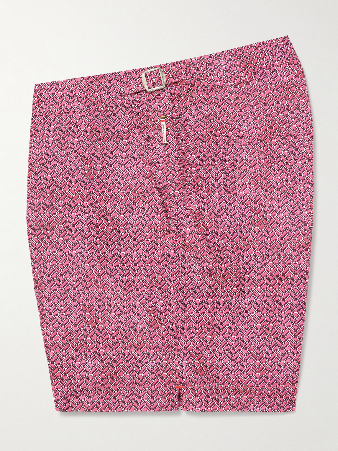 Orlebar Brown Bulldog Riptide Straight-leg Mid-length Printed Recycled Swim Shorts In Pink