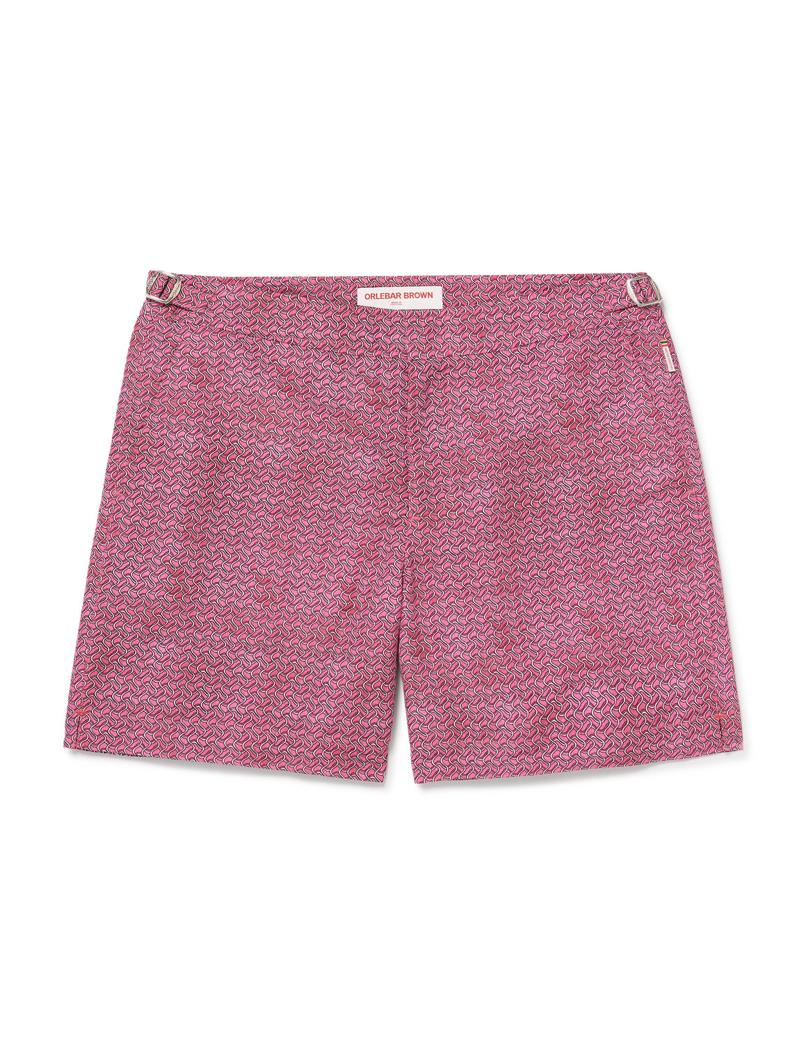 Orlebar Brown Bulldog Riptide Straight-leg Mid-length Printed Recycled Swim Shorts In Pink