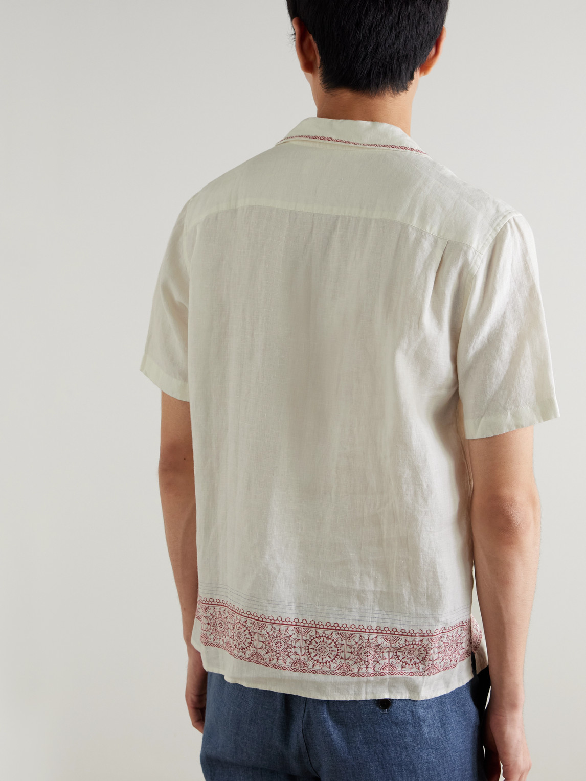 Orlebar Brown Maitan Camp-collar Printed Linen Shirt In Neutral