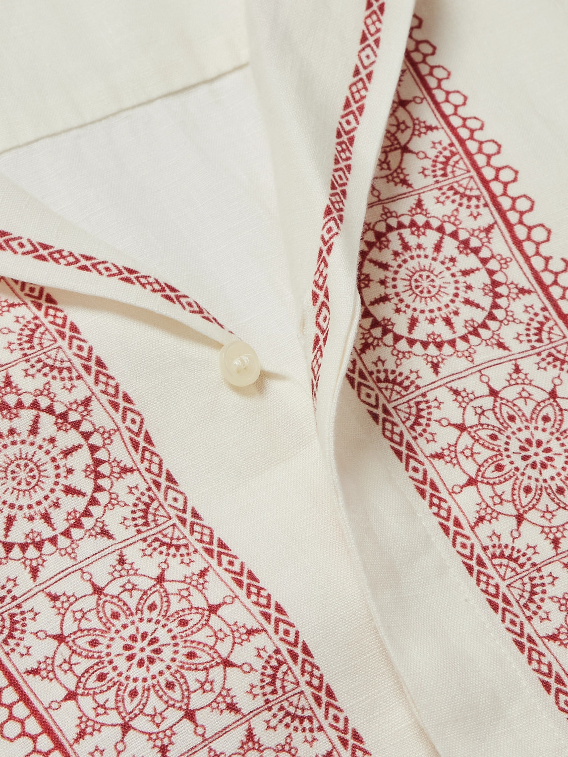 Orlebar Brown Maitan Camp-collar Printed Linen Shirt In Neutral