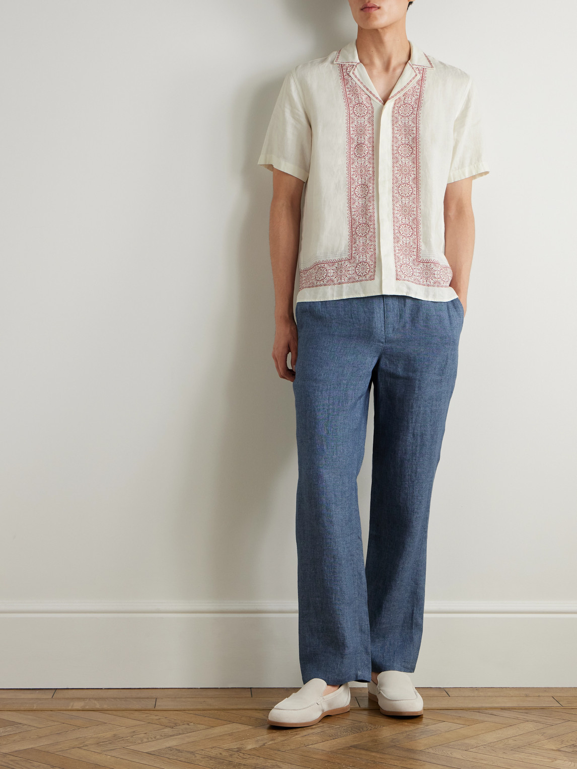 Orlebar Brown Maitan Camp-collar Printed Linen Shirt In Neutral