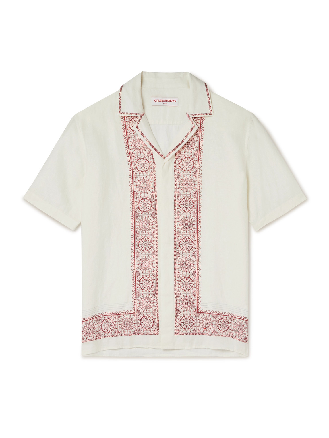 Orlebar Brown Maitan Camp-collar Printed Linen Shirt In Neutral