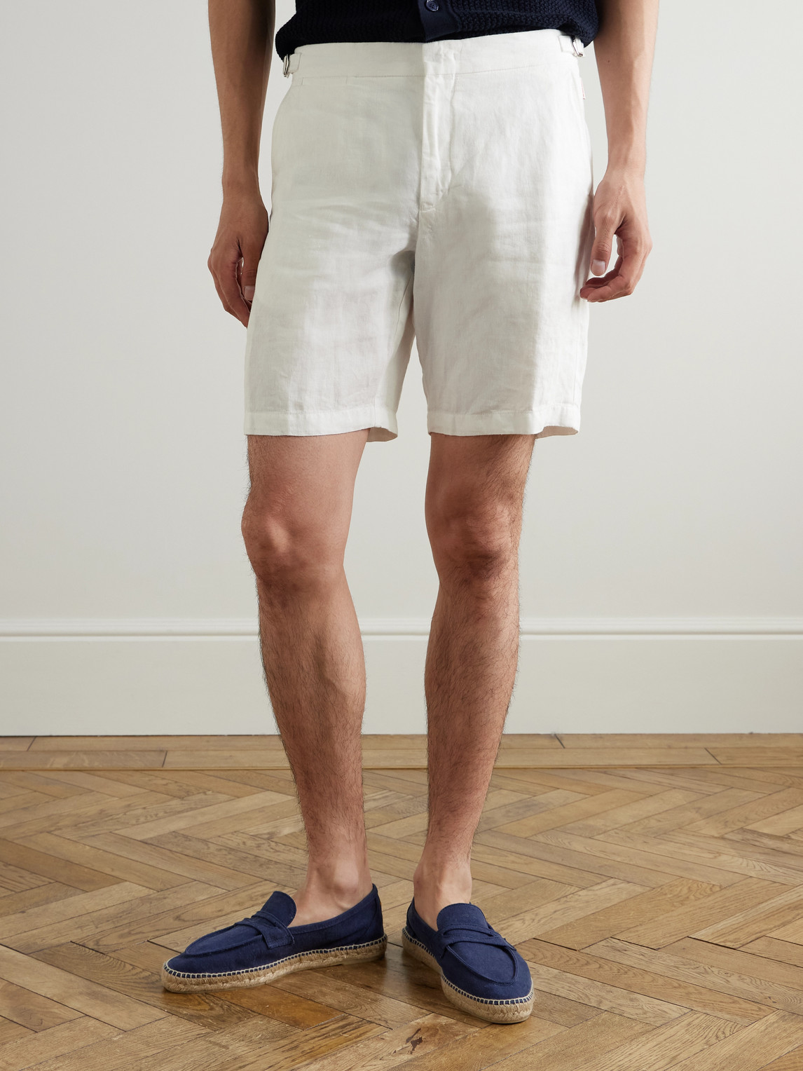 Orlebar Brown Norwich Straight-leg Linen Shorts In White