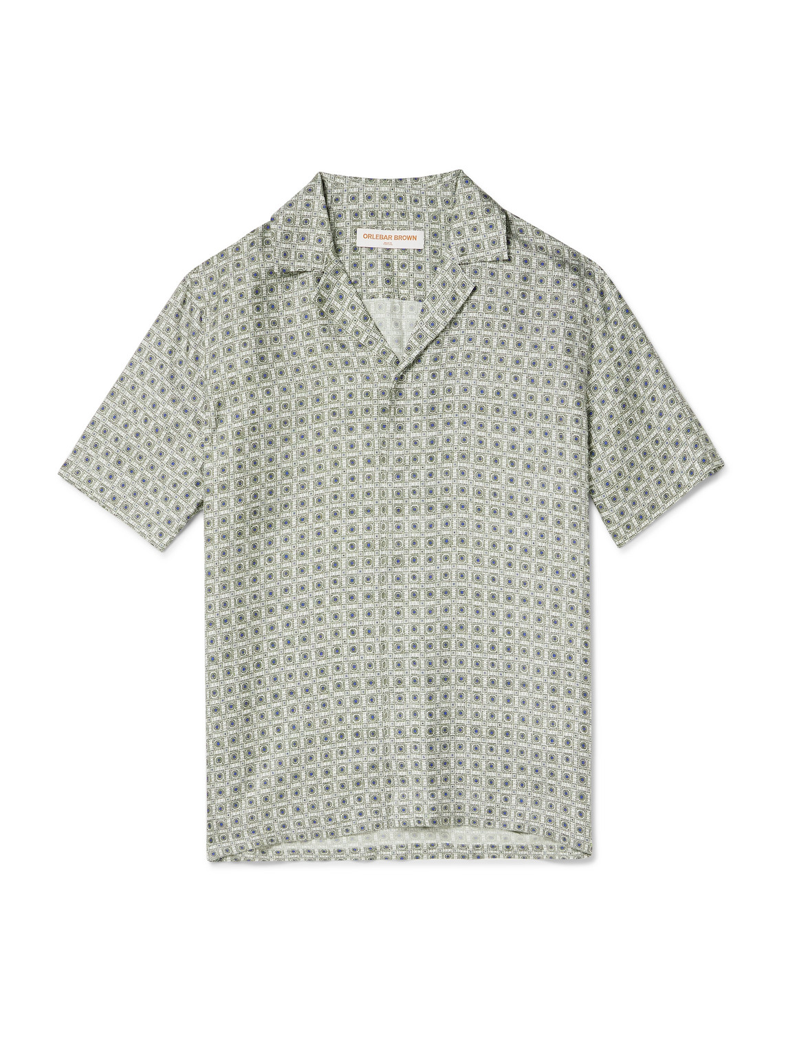 Orlebar Brown Maitan Camp-collar Printed Silk-satin Shirt In Green