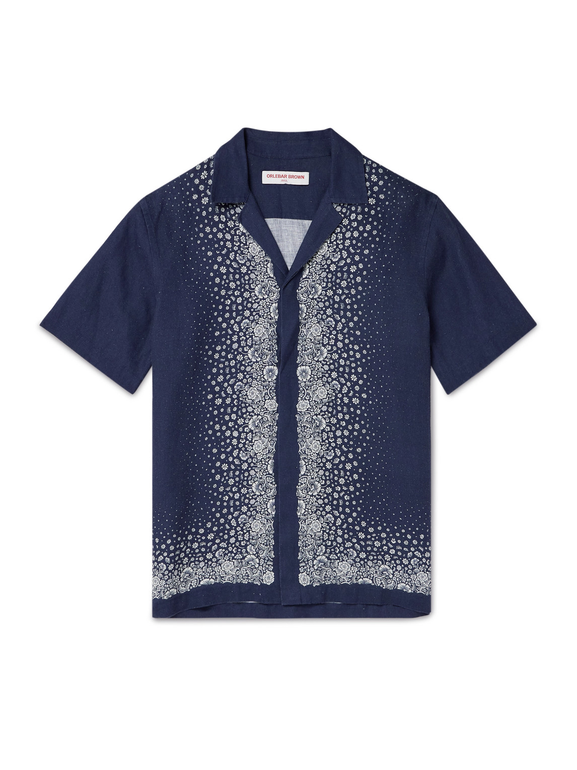 Orlebar Brown Maitan Camp-collar Printed Linen Shirt In Blue