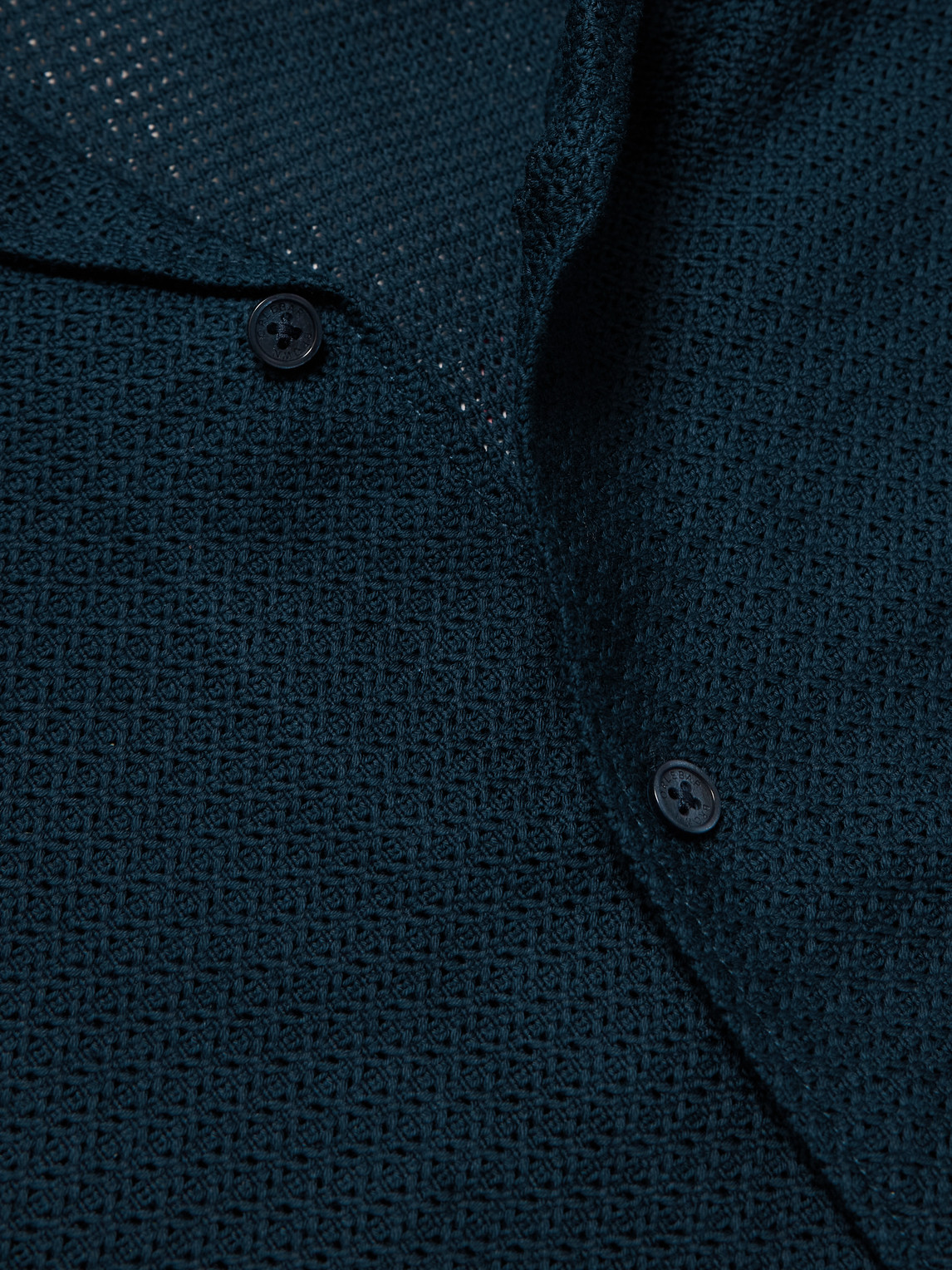 Orlebar Brown Maitan Camp-collar Crocheted Cotton Shirt In Blue
