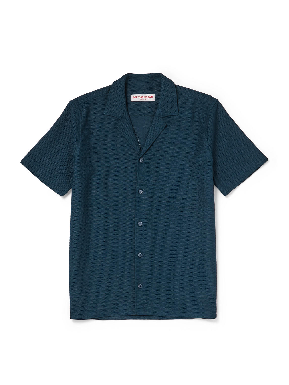 Orlebar Brown Maitan Camp-collar Crocheted Cotton Shirt In Blue