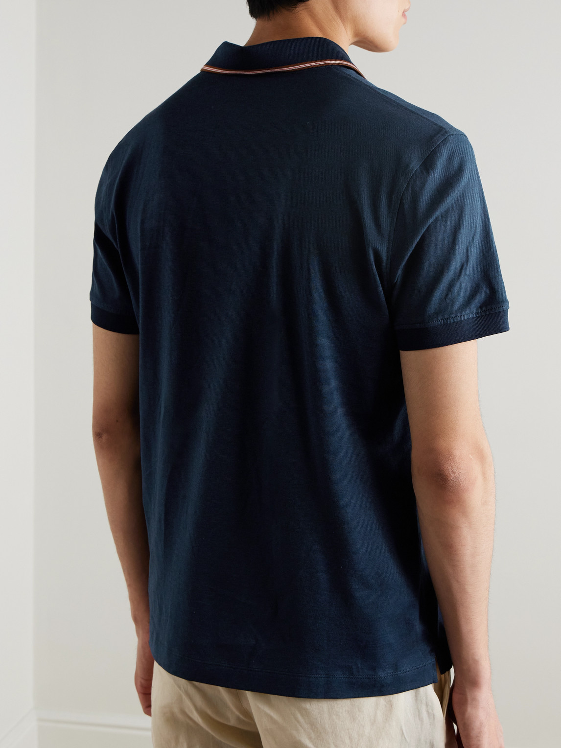 Orlebar Brown Felix Striped Cotton And Lyocell-blend Polo Shirt In Blue