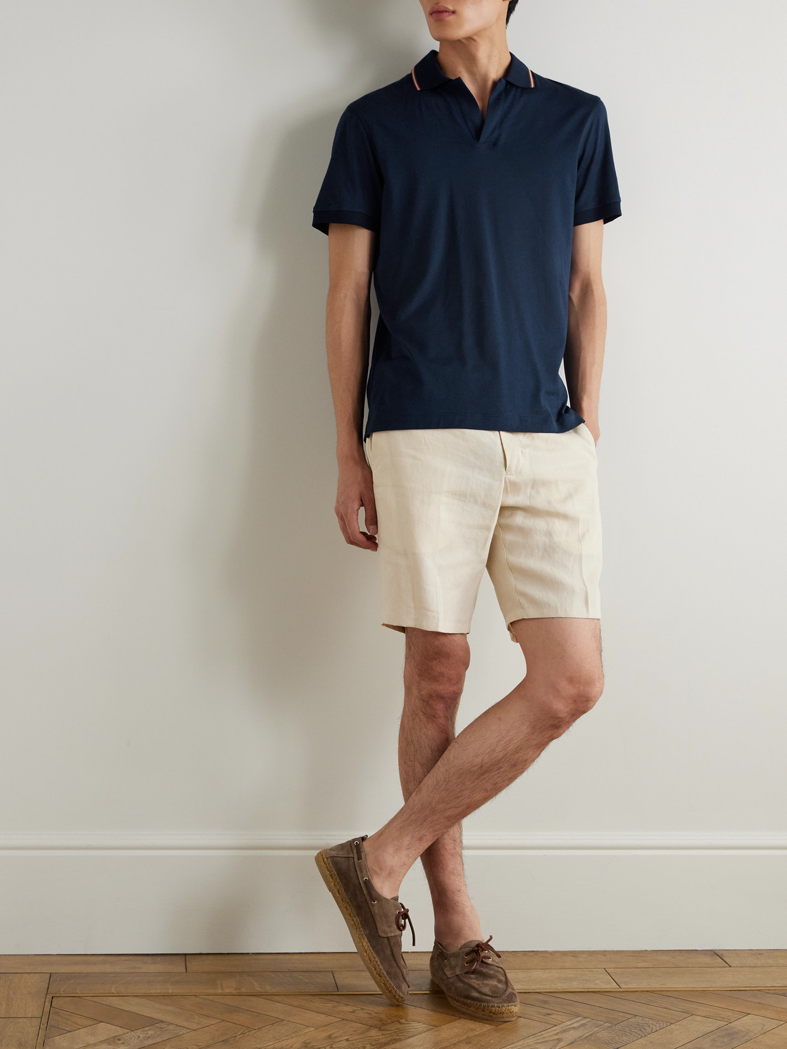Orlebar Brown Felix Striped Cotton And Lyocell-blend Polo Shirt In Blue