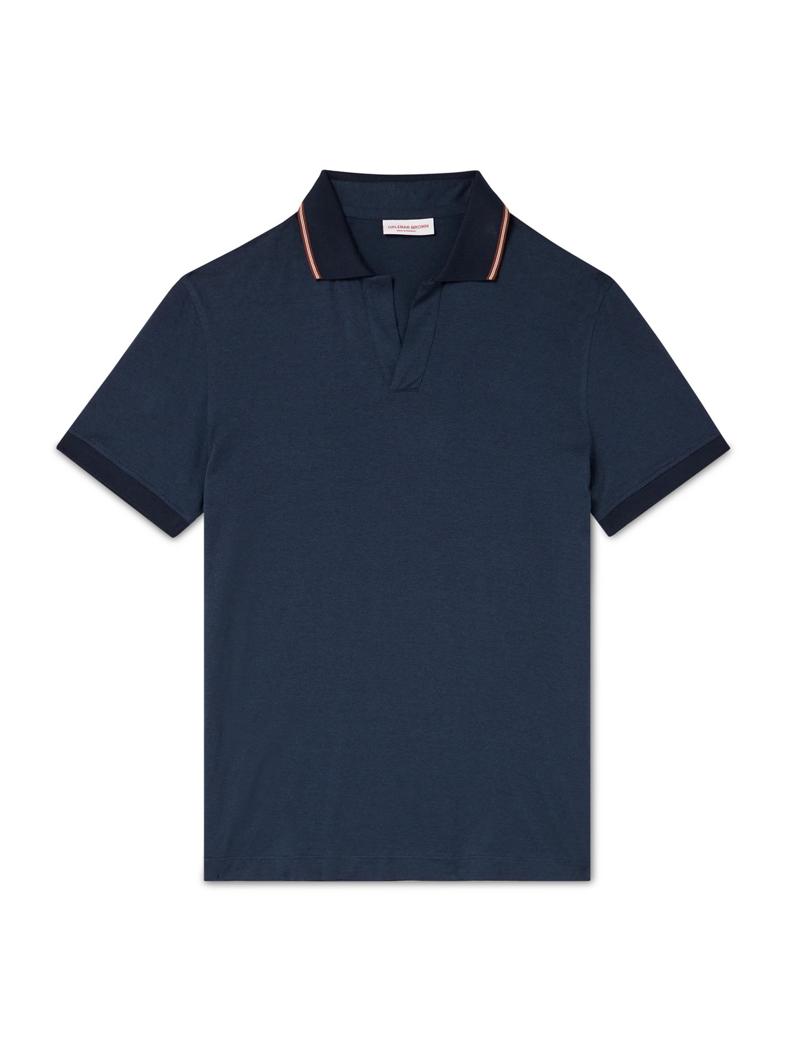 Orlebar Brown Felix Striped Cotton And Lyocell-blend Polo Shirt In Blue