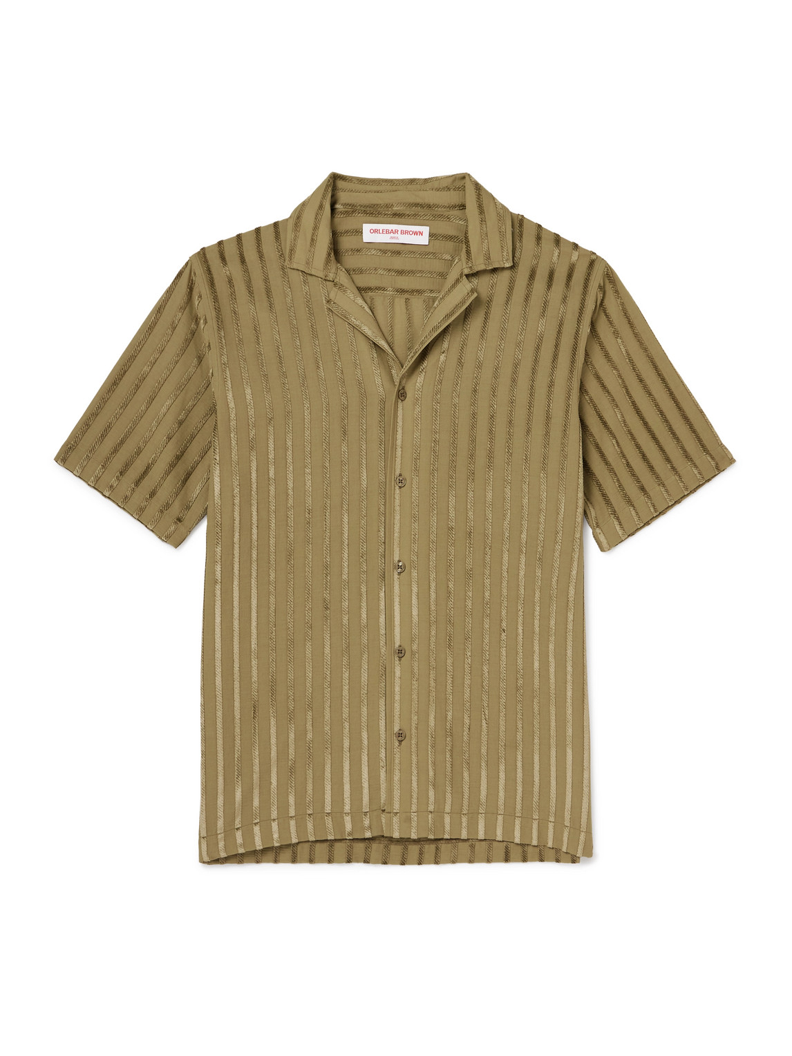 Orlebar Brown Maitan Camp-collar Chenille-jacquard Shirt In Green