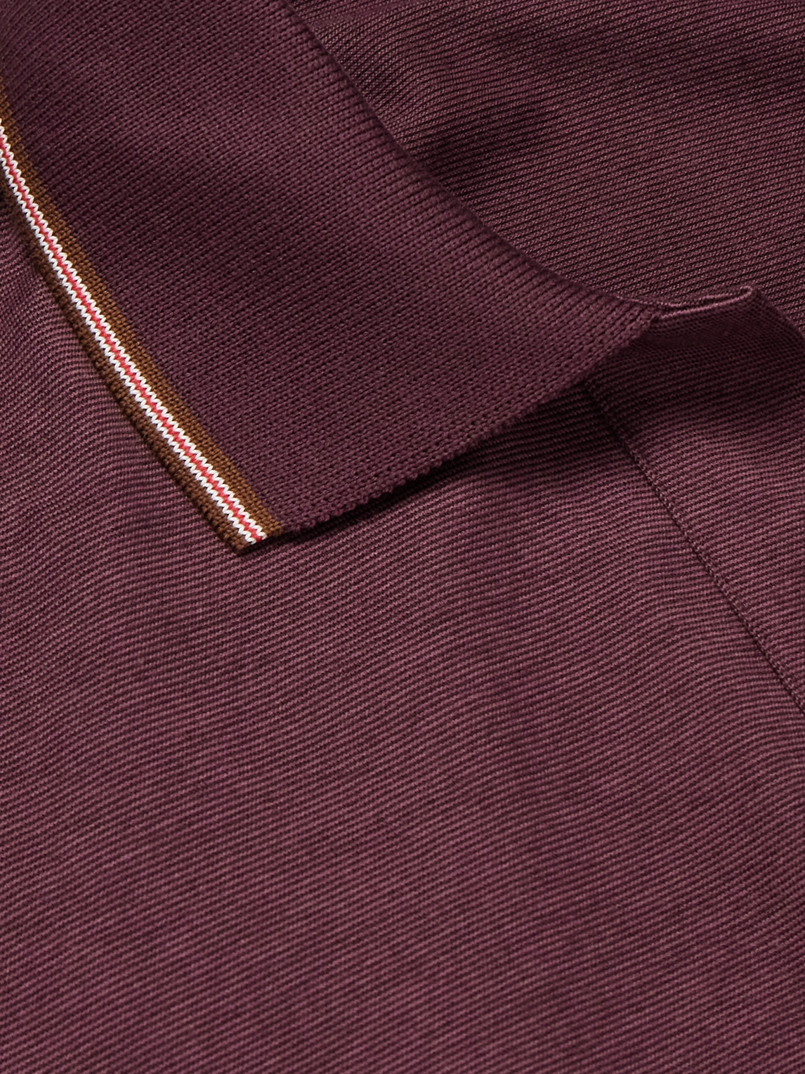 Orlebar Brown Felix Striped Cotton And Lyocell-blend Polo Shirt In Burgundy