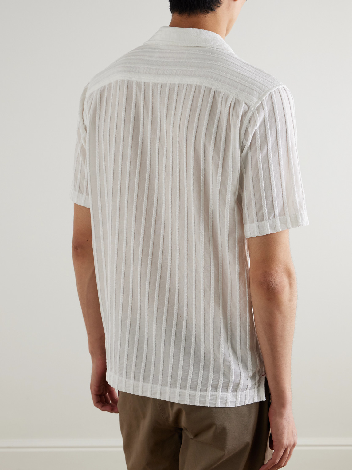 Orlebar Brown Maitan Camp-collar Chenille-jacquard Shirt In White