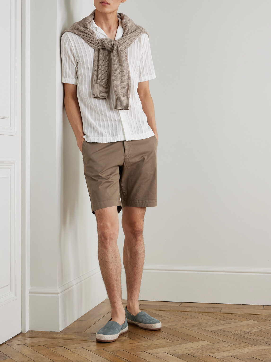 Orlebar Brown Maitan Camp-collar Chenille-jacquard Shirt In White