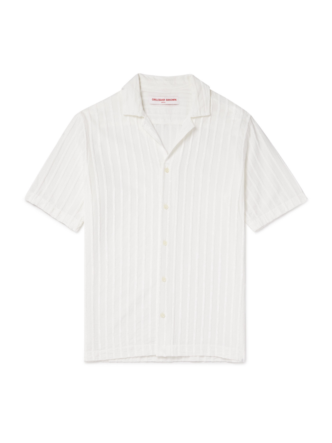 Orlebar Brown Maitan Camp-collar Chenille-jacquard Shirt In White