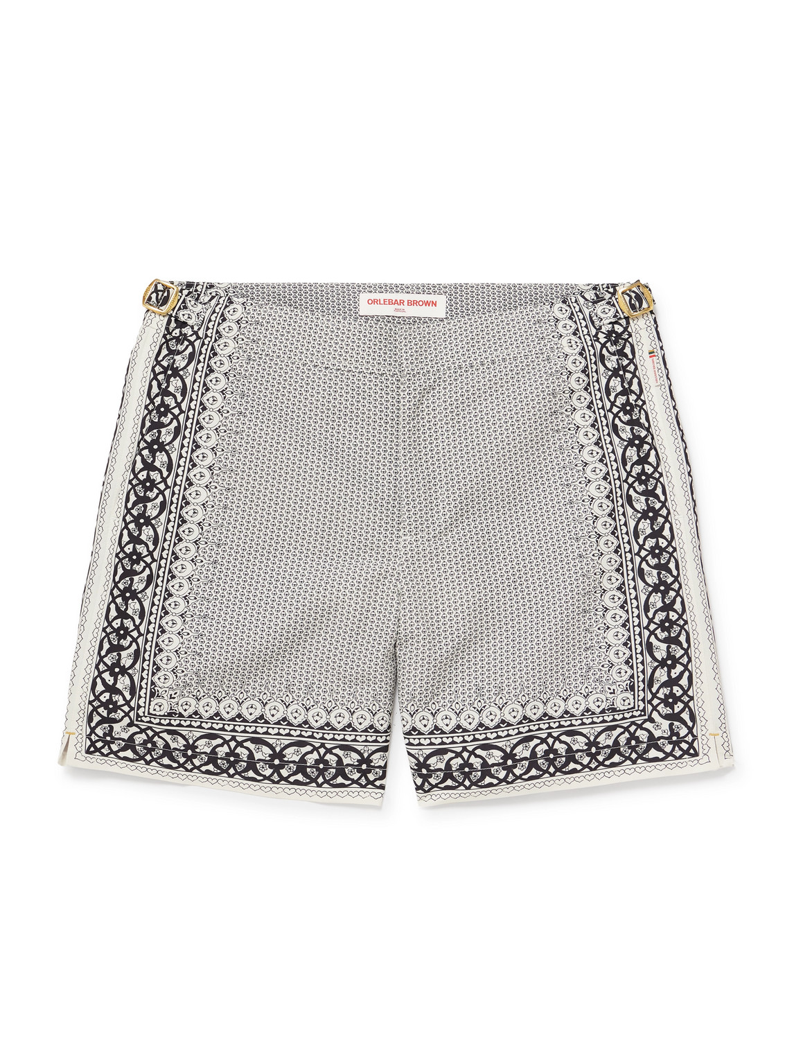 Orlebar Brown Bulldog Straight-leg Mid-length Printed Recycled Swim Shorts In Gray