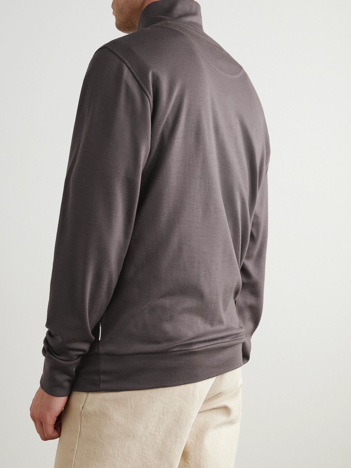 Orlebar Brown Isar Merino Wool-jersey Half-zip Sweatshirt In Brown