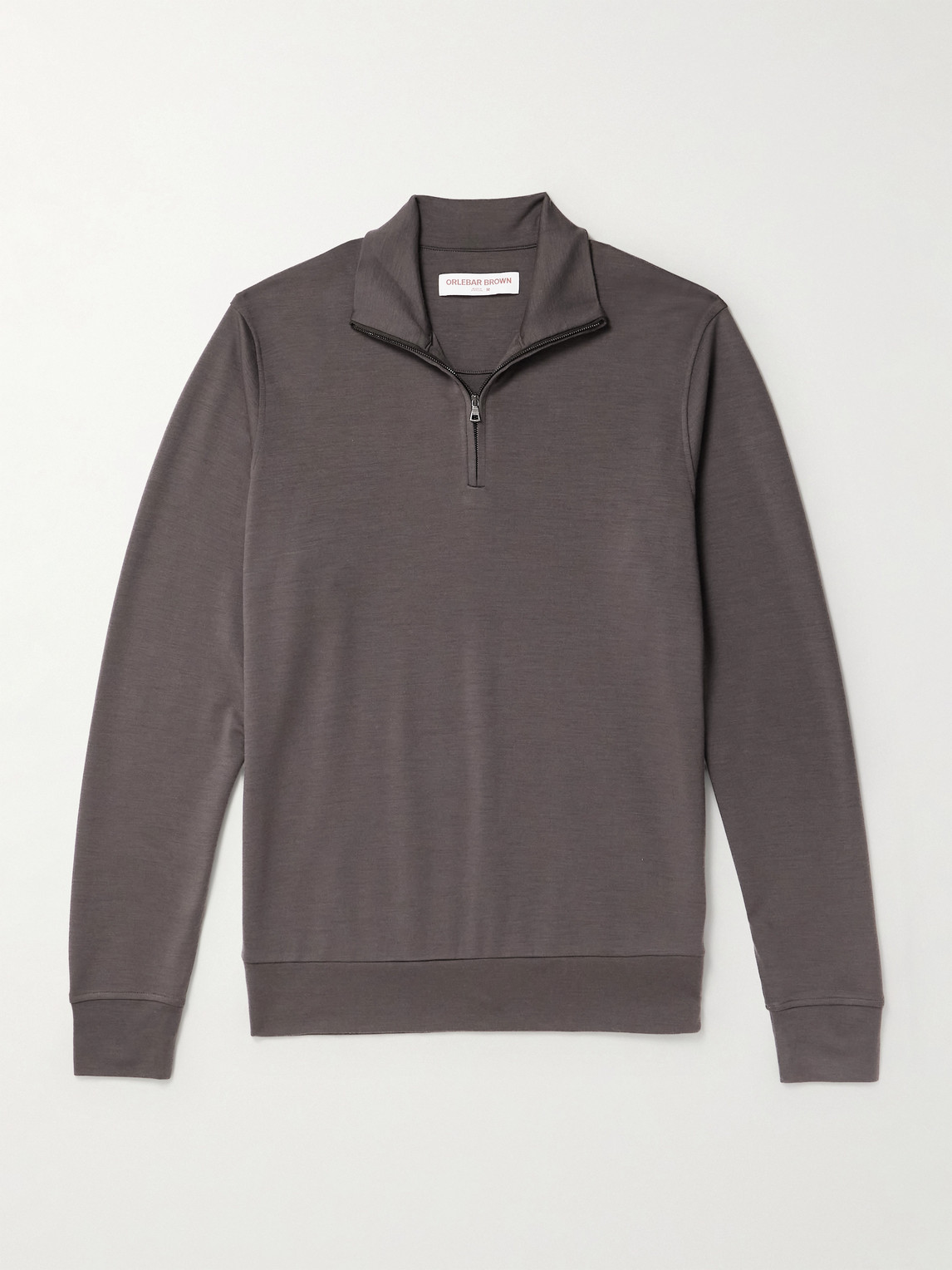 Orlebar Brown Isar Merino Wool-jersey Half-zip Sweatshirt In Brown