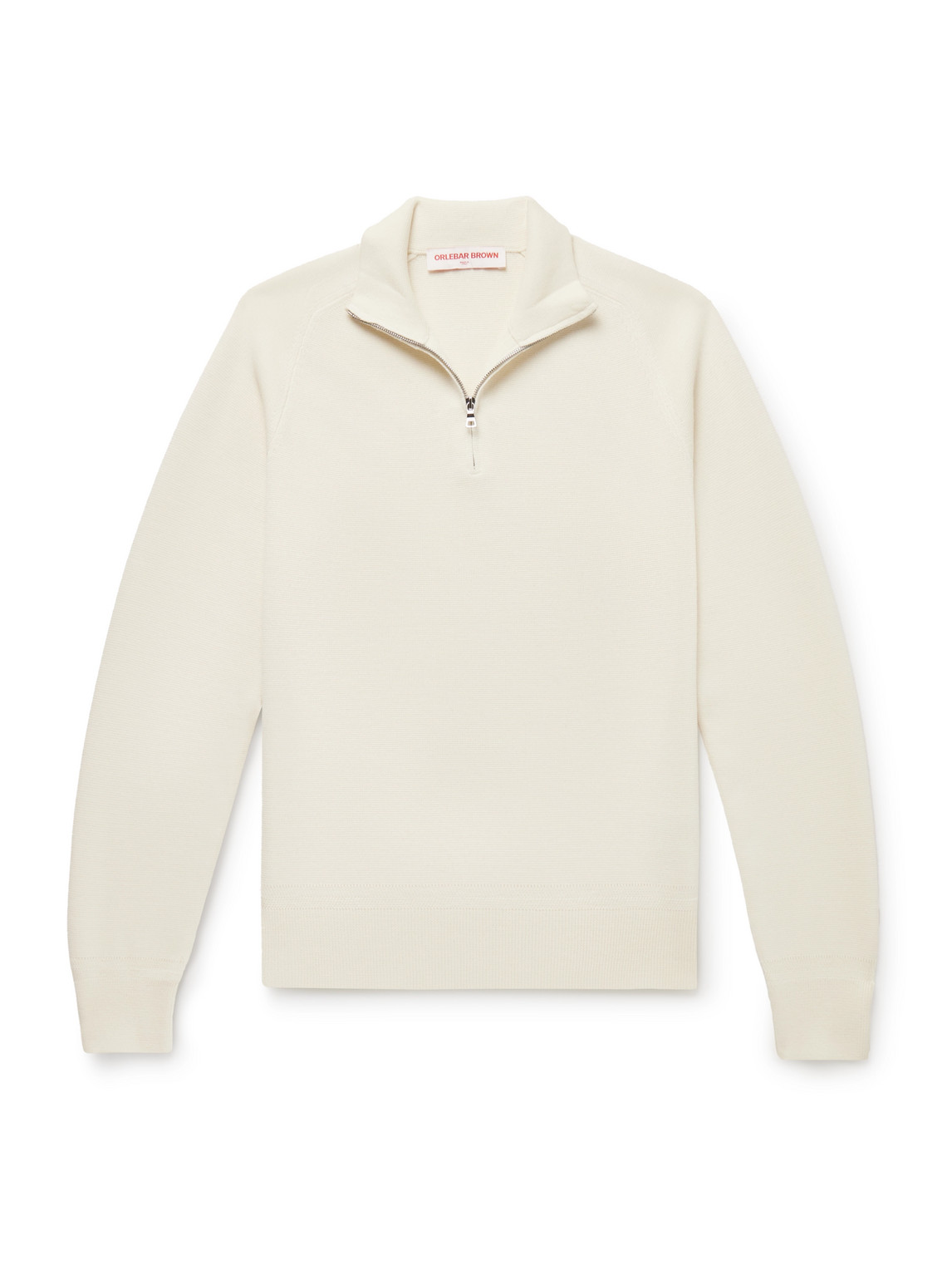 Orlebar Brown Lennard Slim-fit Merino Wool Half-zip Sweater In Neutral