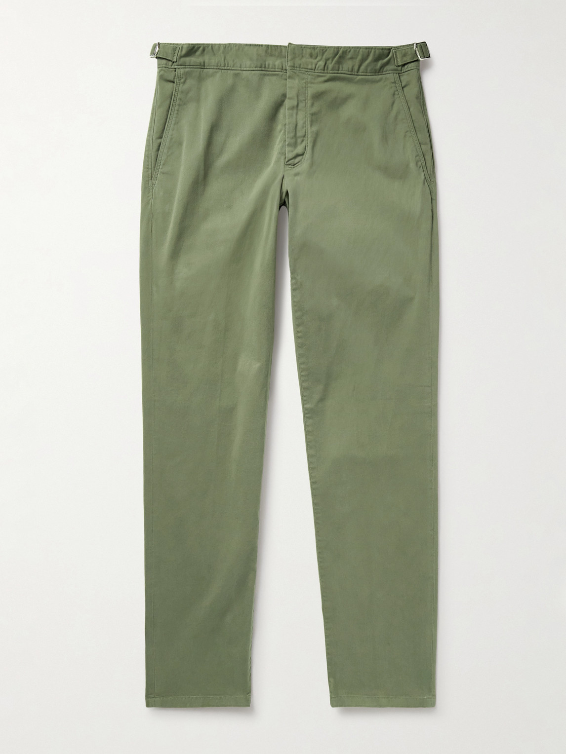 Orlebar Brown Fallon Slim-fit Straight-leg Organic Cotton-blend Twill Trousers In Green