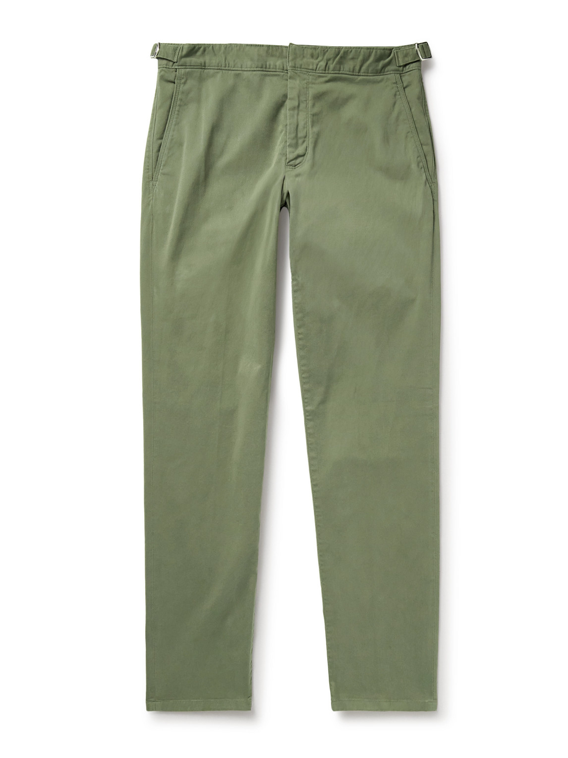 Orlebar Brown Fallon Slim-fit Straight-leg Organic Cotton-blend Twill Trousers In Green