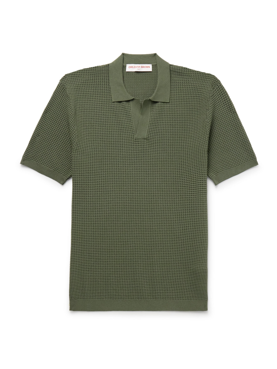 Orlebar Brown Roddy Waffle-knit Polo Shirt In Green