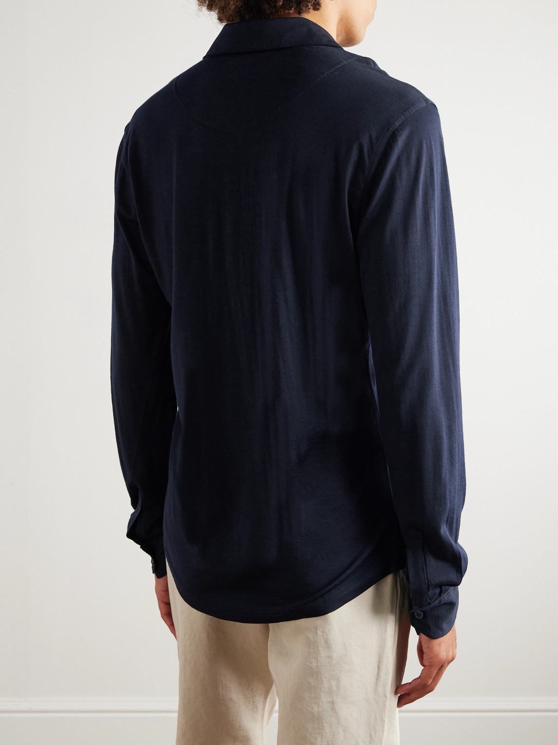 Orlebar Brown Sebastian Slim-fit Merino Wool-jersey Polo Shirt In Blue
