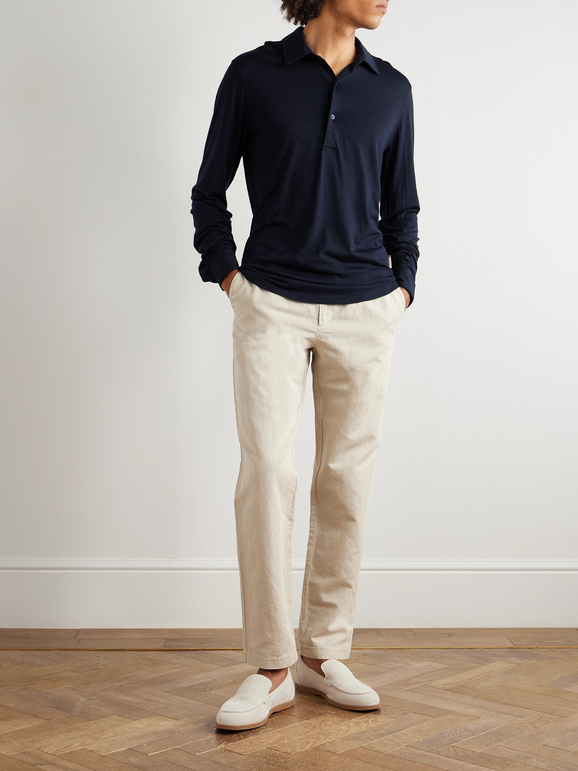 Orlebar Brown Sebastian Slim-fit Merino Wool-jersey Polo Shirt In Blue