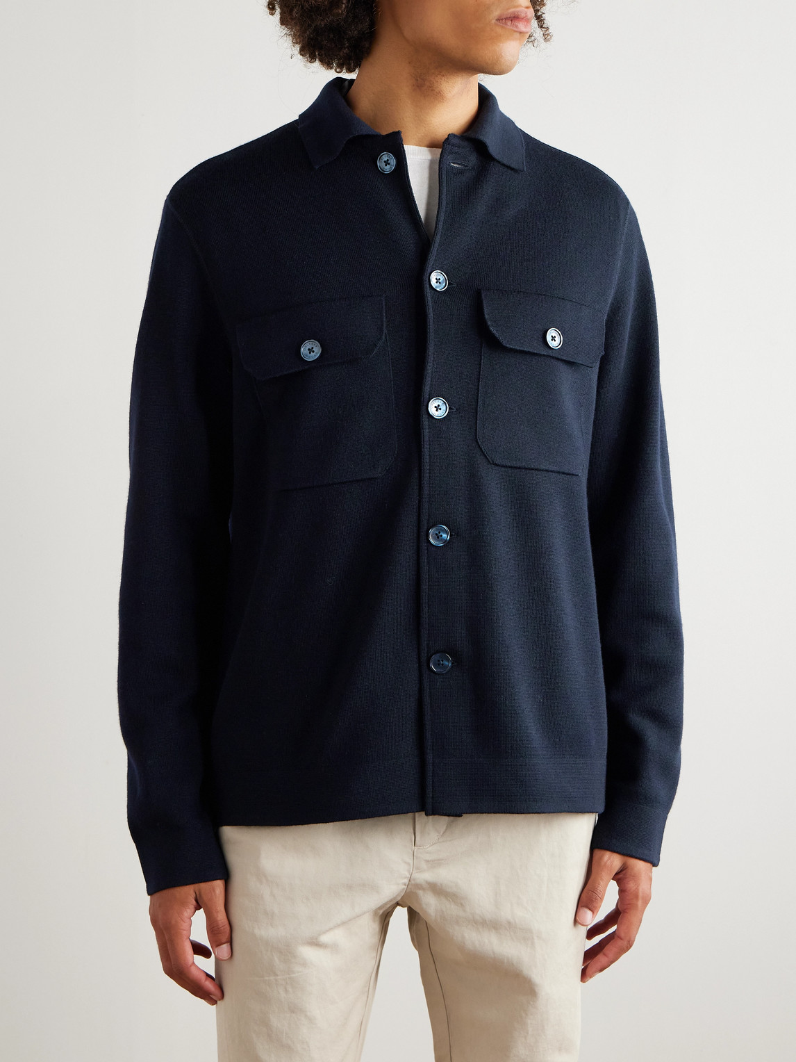 Orlebar Brown Brigg Merino Wool Shirt Jacket In Blue