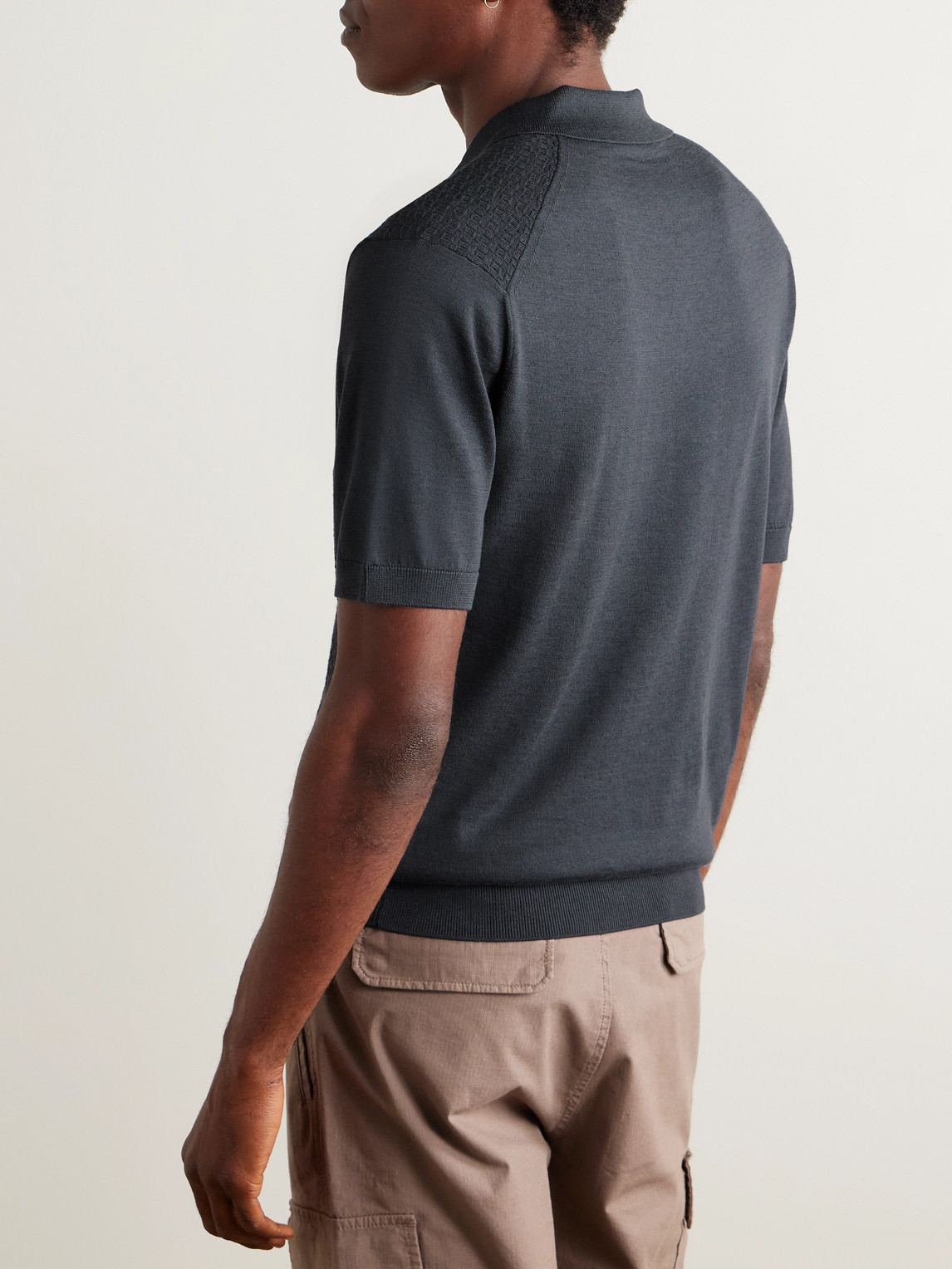 Orlebar Brown Burnham Slim-fit Silk And Cotton-blend Polo Shirt In Black