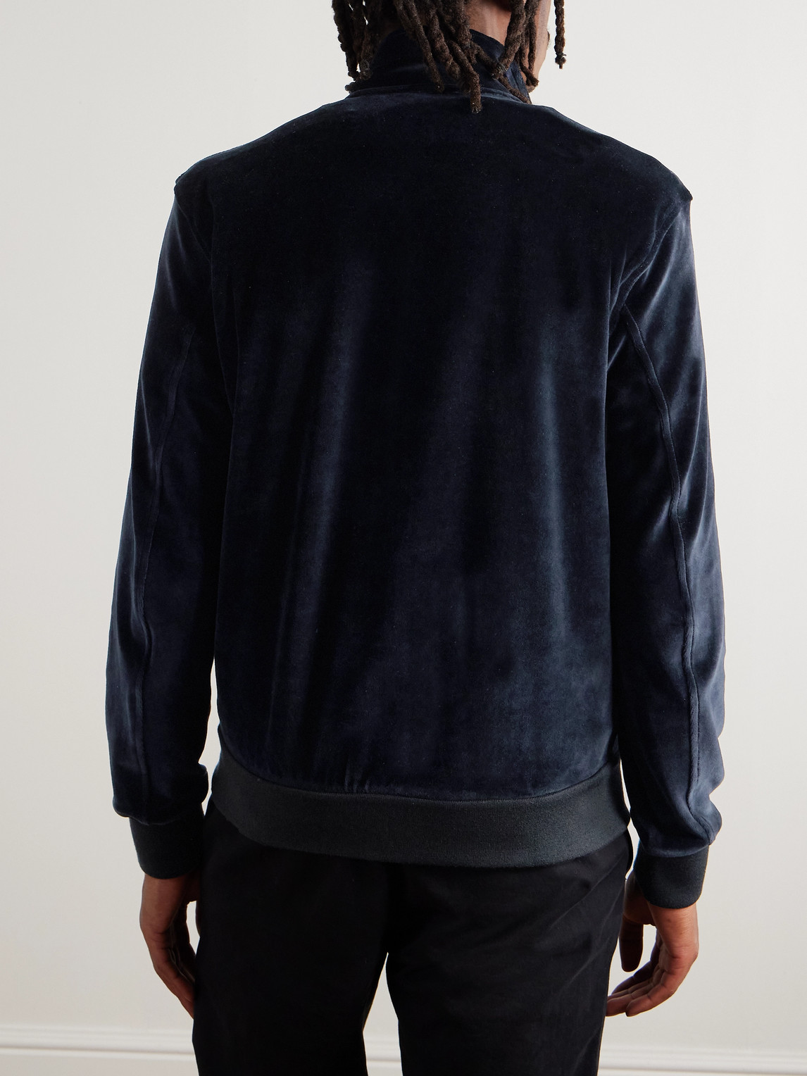 Orlebar Brown Cassian Cotton-blend Velour Track Jacket In Blue