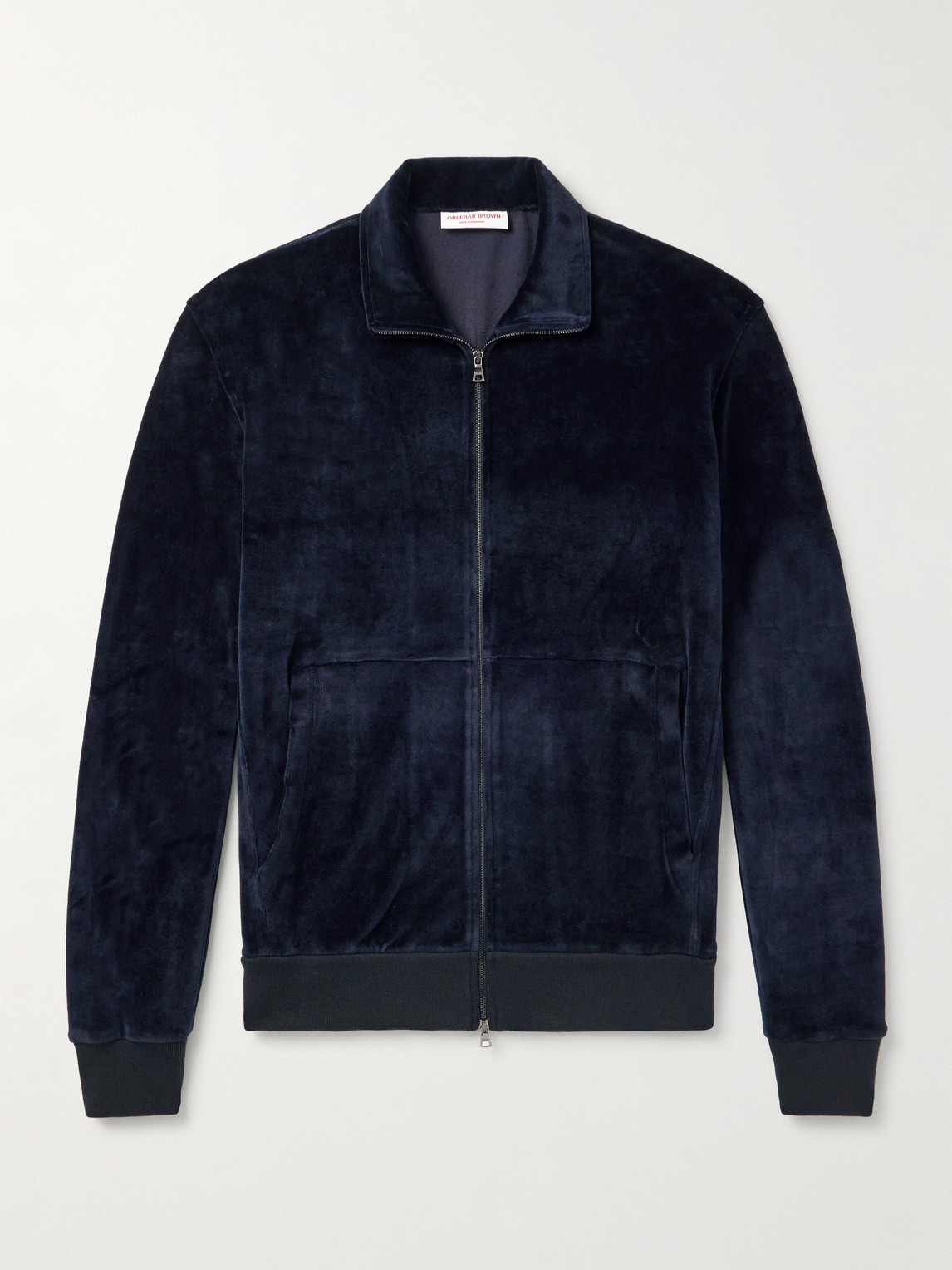 Orlebar Brown Cassian Cotton-blend Velour Track Jacket In Blue