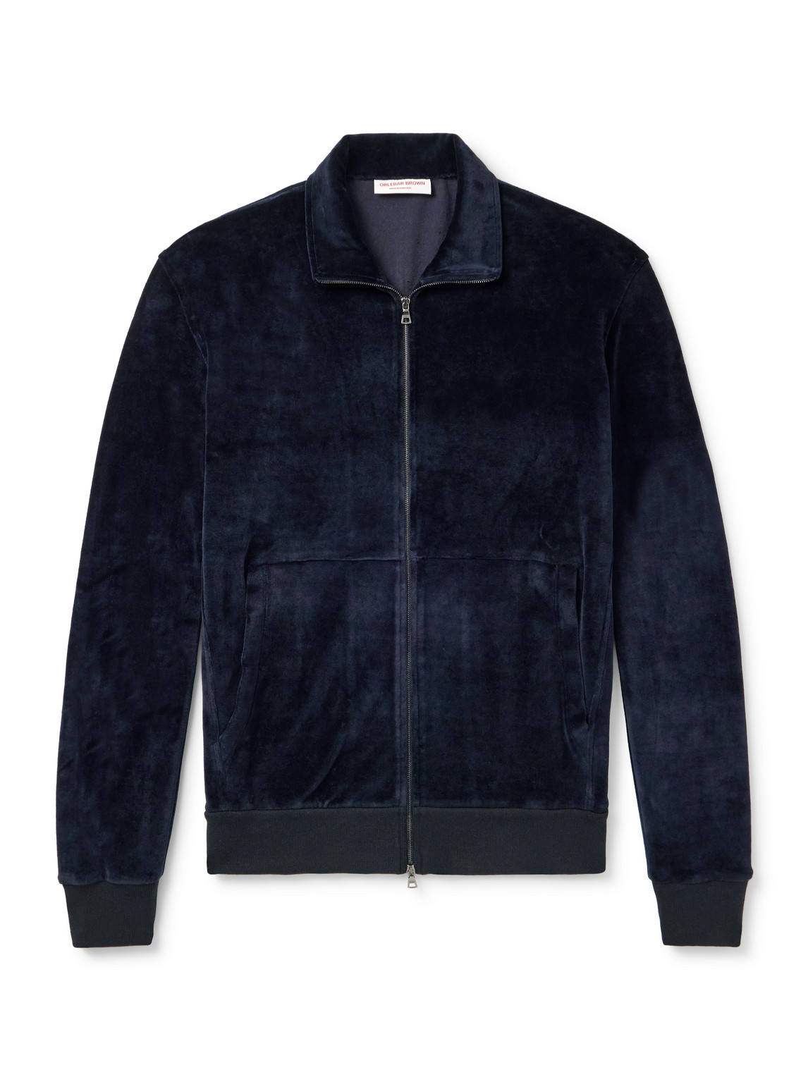 Orlebar Brown Cassian Cotton-blend Velour Track Jacket In Blue