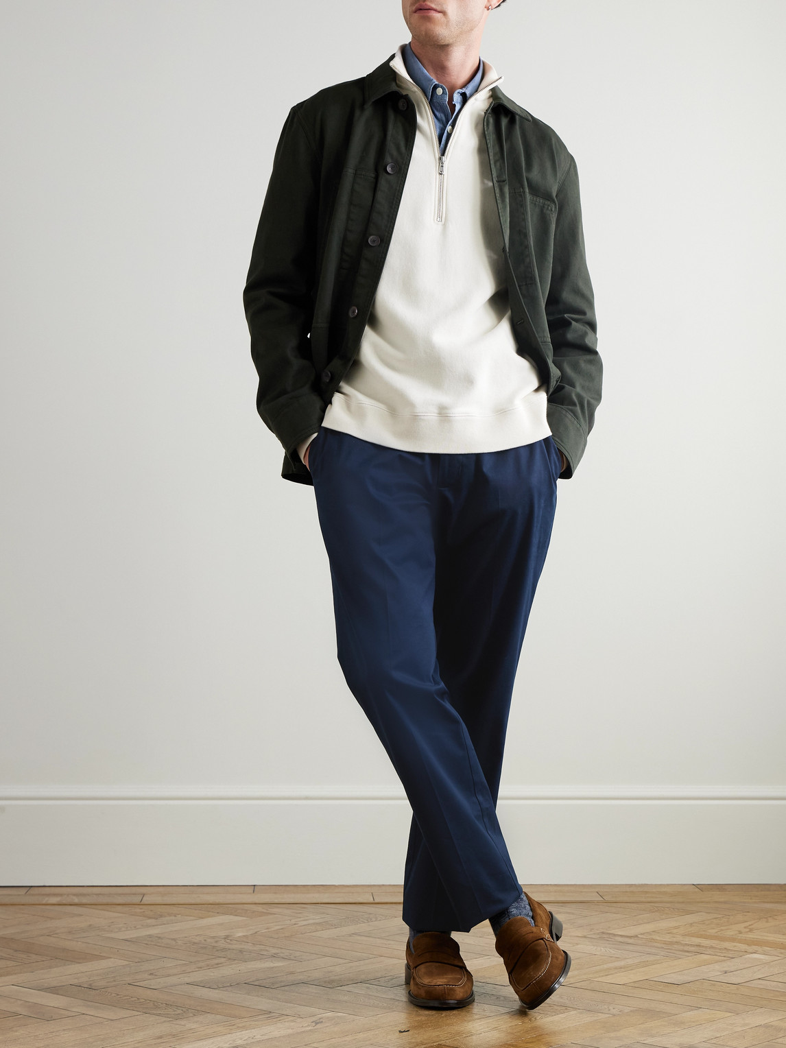 Orlebar Brown Brandon Slim-fit Tapered Stretch Cotton And Cashmere-blend Twill Trousers In Blue
