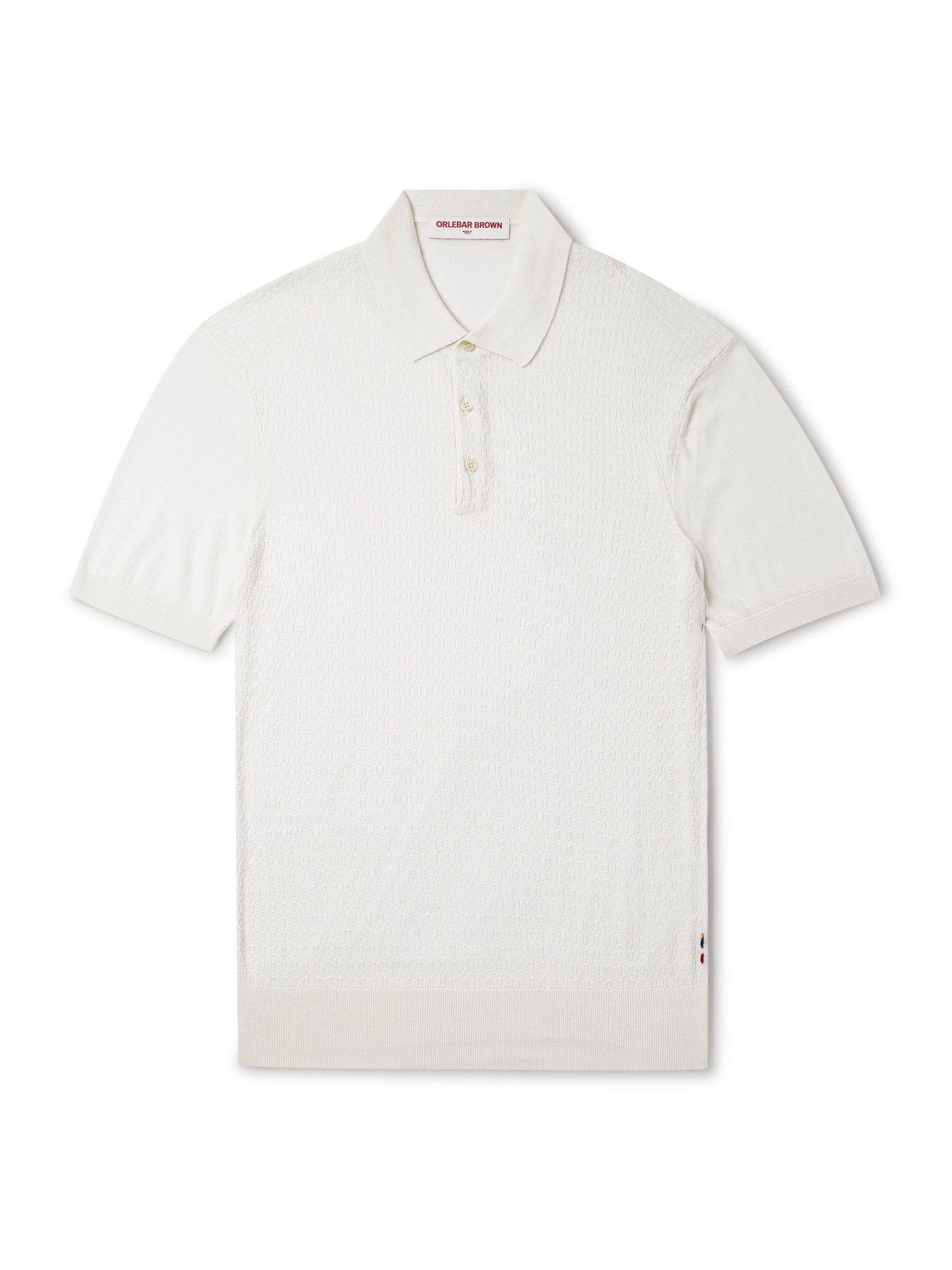 Orlebar Brown Burnham Textured-knit Silk And Cotton-blend Polo Shirt In White